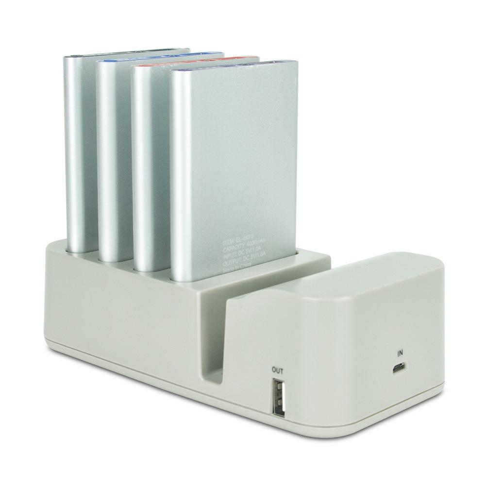 instaCHARGE Grab & Go 4-Pack 4000mAh Power Banks & Charging Station, Black