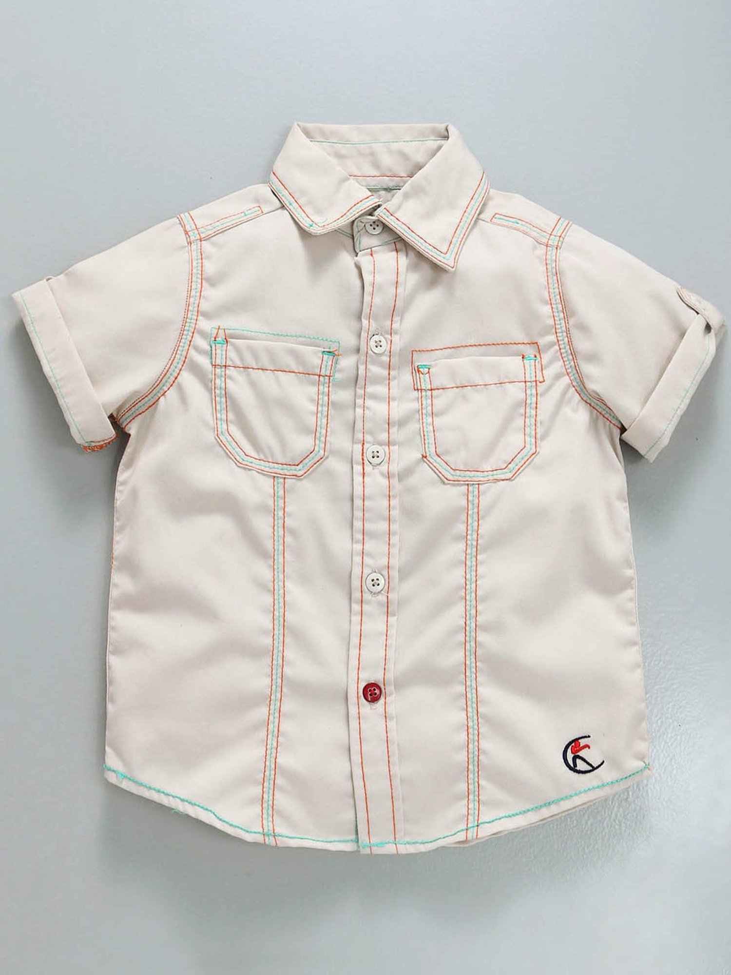 Kiddopanti Kids Beige Solid Shirt