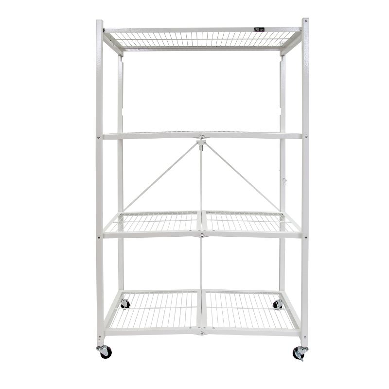 Origami Wheeled 4-Shelf Folding Steel Wire Shelving, White (21" x 36" x 60")