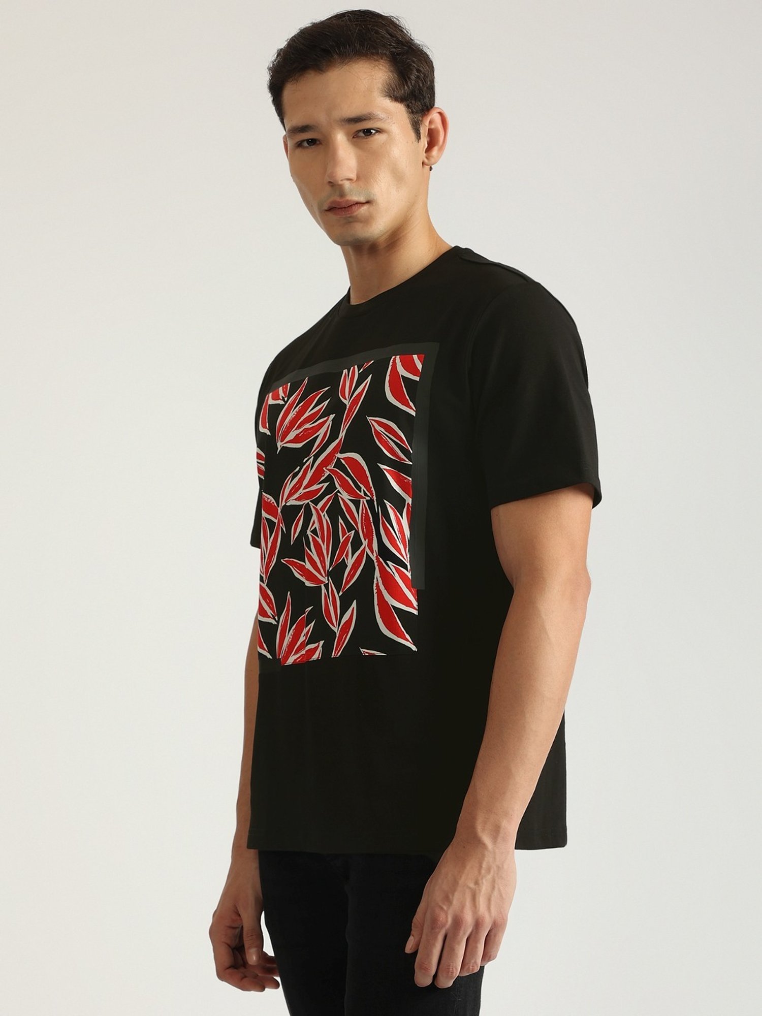 Antony Morato Black Pure Cotton Regular Fit Printed T-Shirt