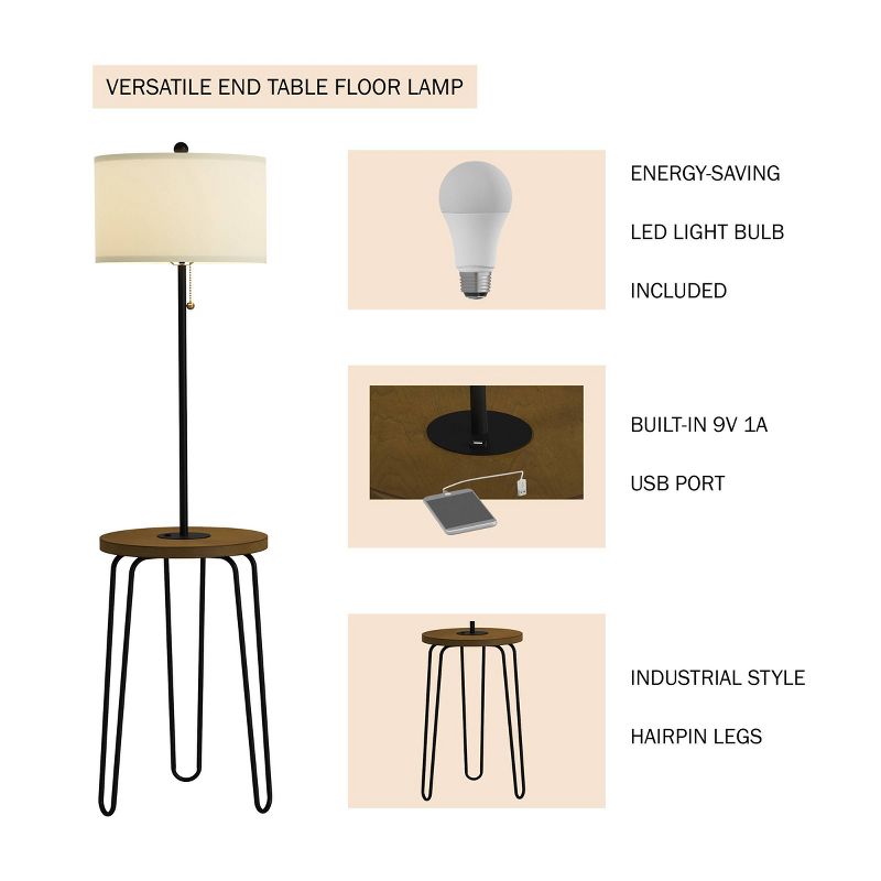 Floor Lamp End Table- Modern Hairpin Legs