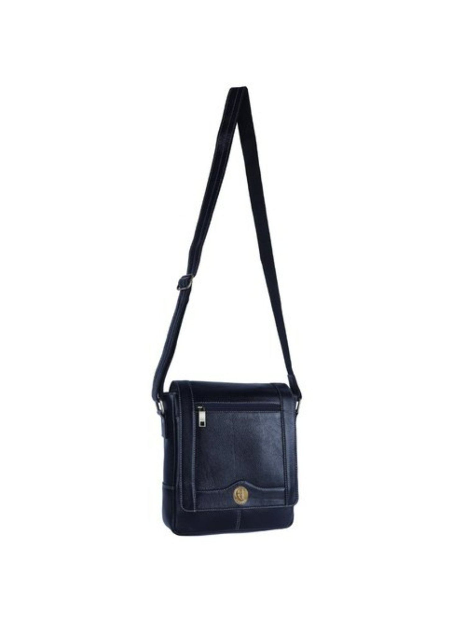 HiLEDER Blue Textured Medium Leather 9 inch Cross Body Bag