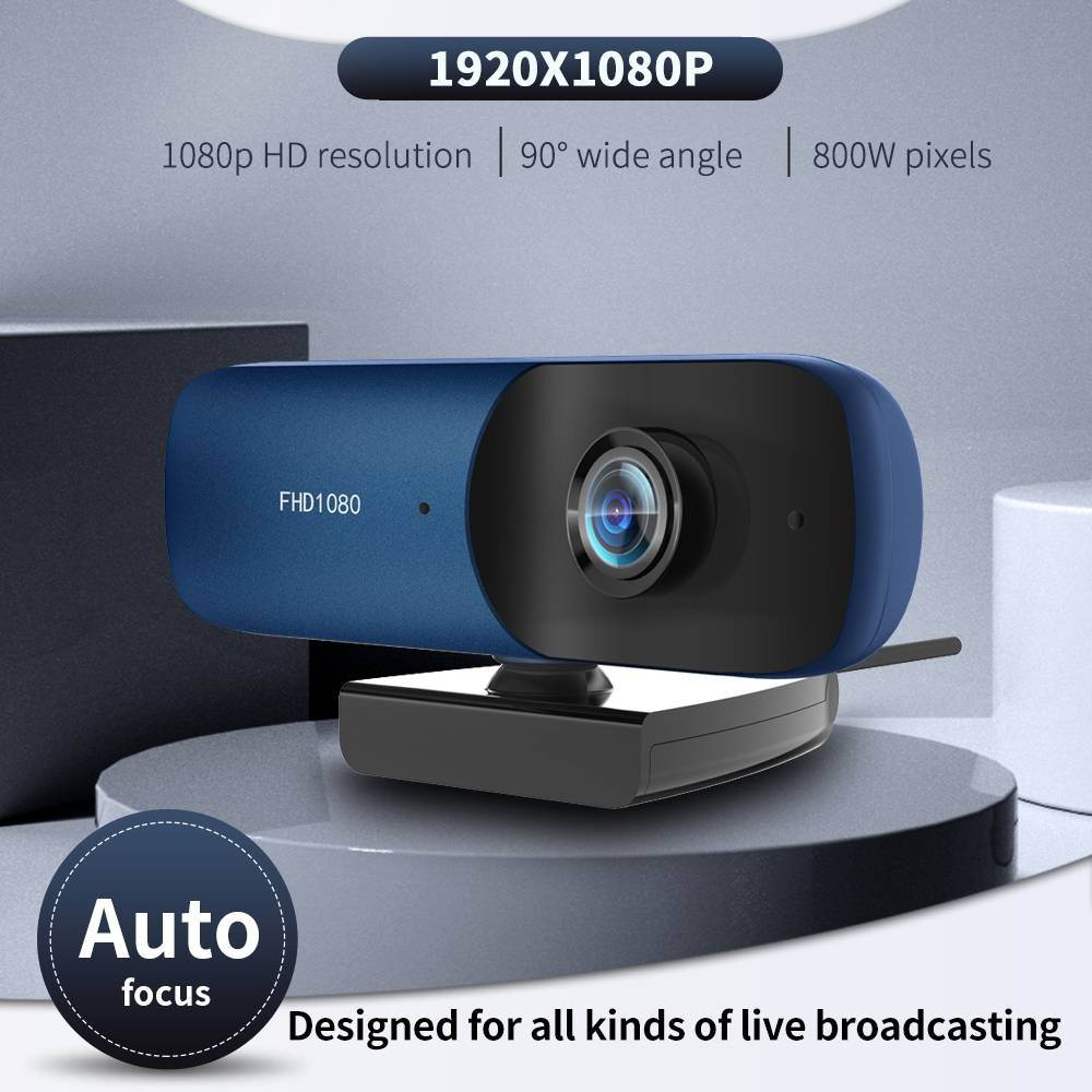 Webcam 1080P Computer Camera with Privacy Cover USB Connection Built-in Noise-reduction Microphone for Live Video