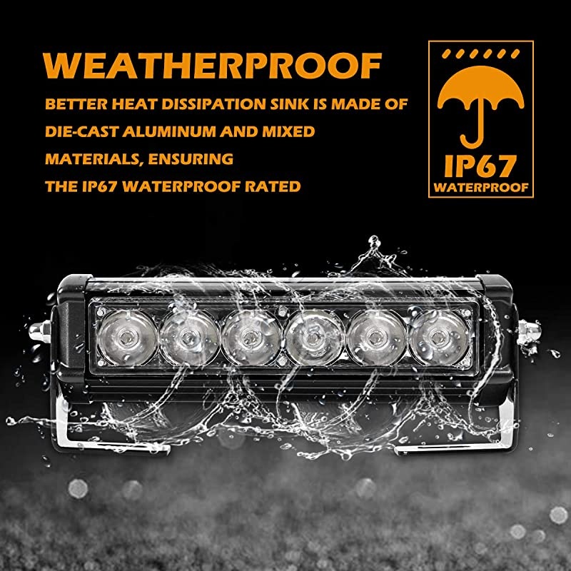 Police Lights Led Trailer Lights Dual 6 LED 2 Color Modes 9 Flashing Modes Aluminium housing Light Bar Mounts Firefighter Emergency Lights For Vehicles, White or Red&Blue 2 PCS