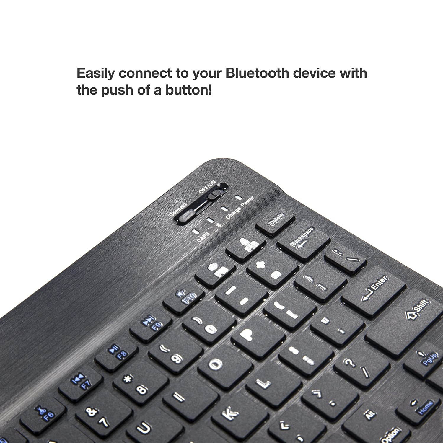 Kurio Next Keyboard, BoxWave [SlimKeys Bluetooth Keyboard] Portable Keyboard with Integrated Commands for Kurio Next - Jet Black