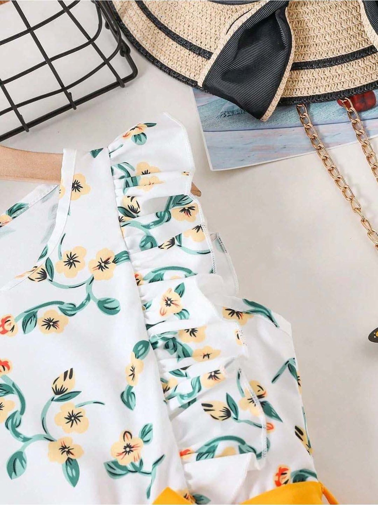 Bolly Lounge Girls Yellow & White Floral Dress