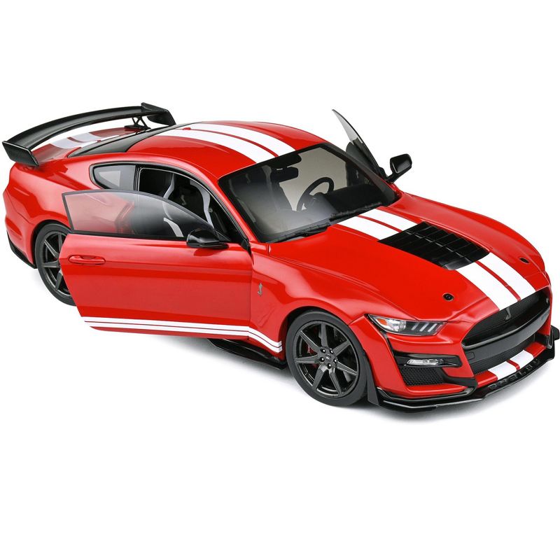 2020 Ford Mustang Shelby GT500 Red with White Stripes 1/18 Diecast Model Car by Solido