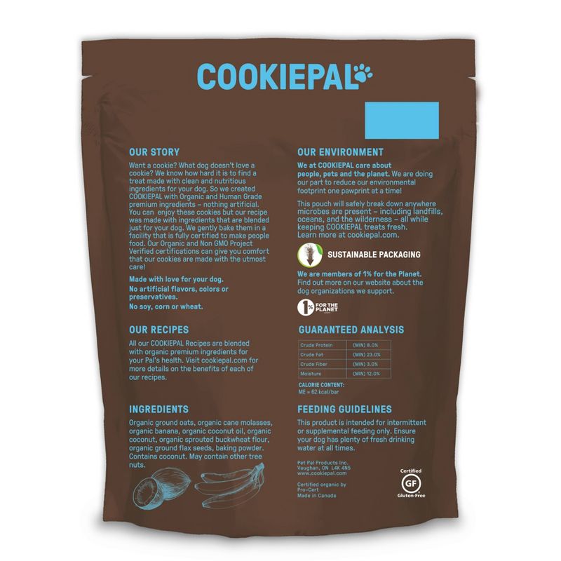 Cookie Pal Human Grade Organic Banana and Coconut Dog Treats - 10oz