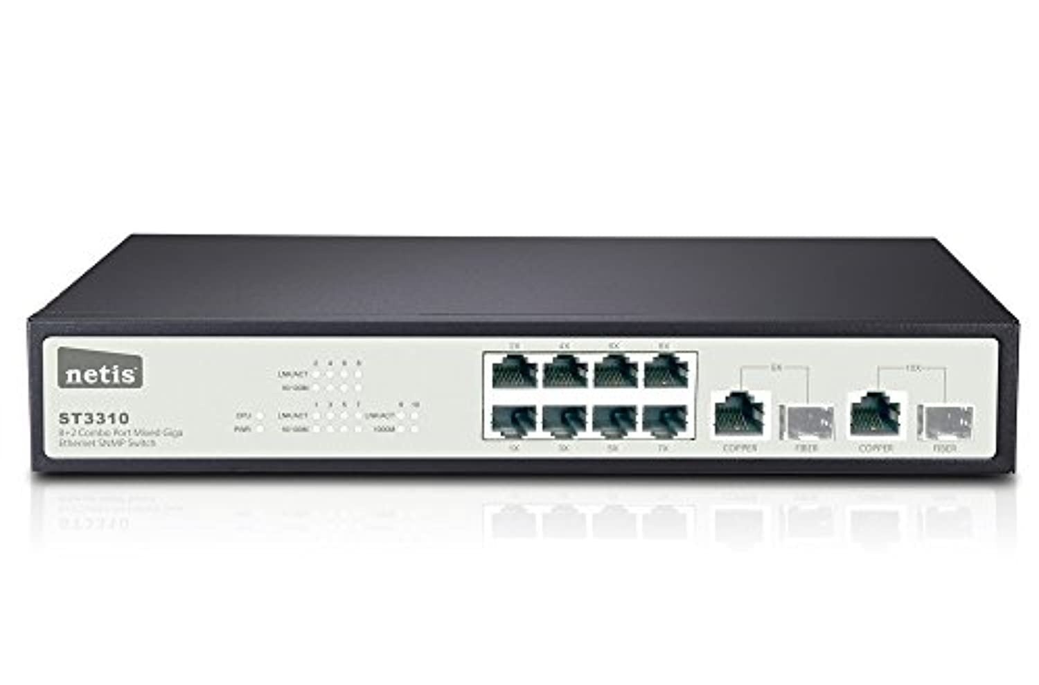 Netis 8FE+2 Combo-Port Gigabit Ethernet SNMP Switch, 5.6 Gbps Switching Fabric Capacity (ST3310) (ST3310)