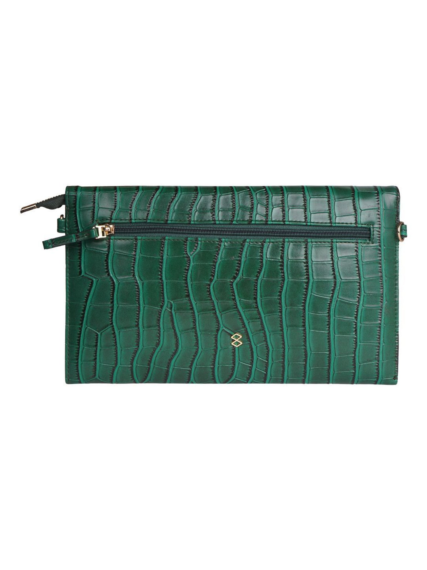Horra Green Embellished Envelope Clutch