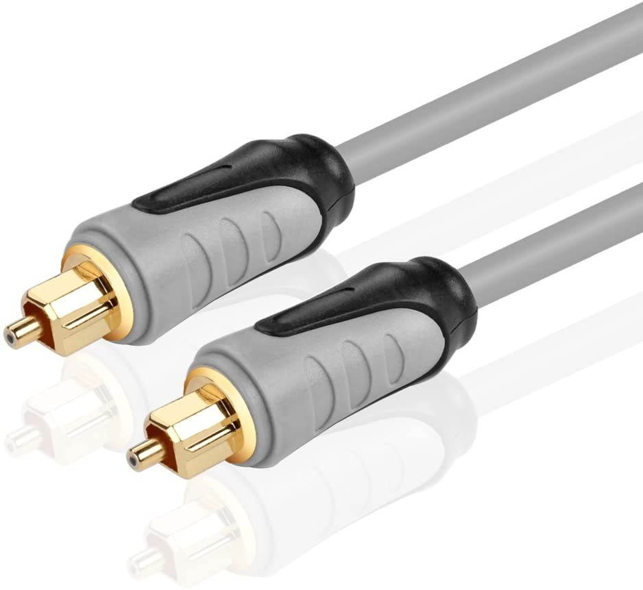 TNP Gold Plated Toslink Digital Optical Audio Cable (15 Feet) Home Theater Fiber Optic Toslink Male to Male Gold Plated Optical Cables