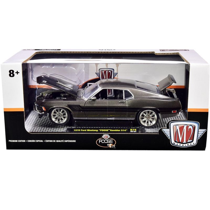 1970 Ford Mustang "Foose" Gambler 514 Jaguar British Racing Green Metallic with Black Stripes Ltd Ed 6880 pcs 1/24 Diecast Model Car by M2 Machines