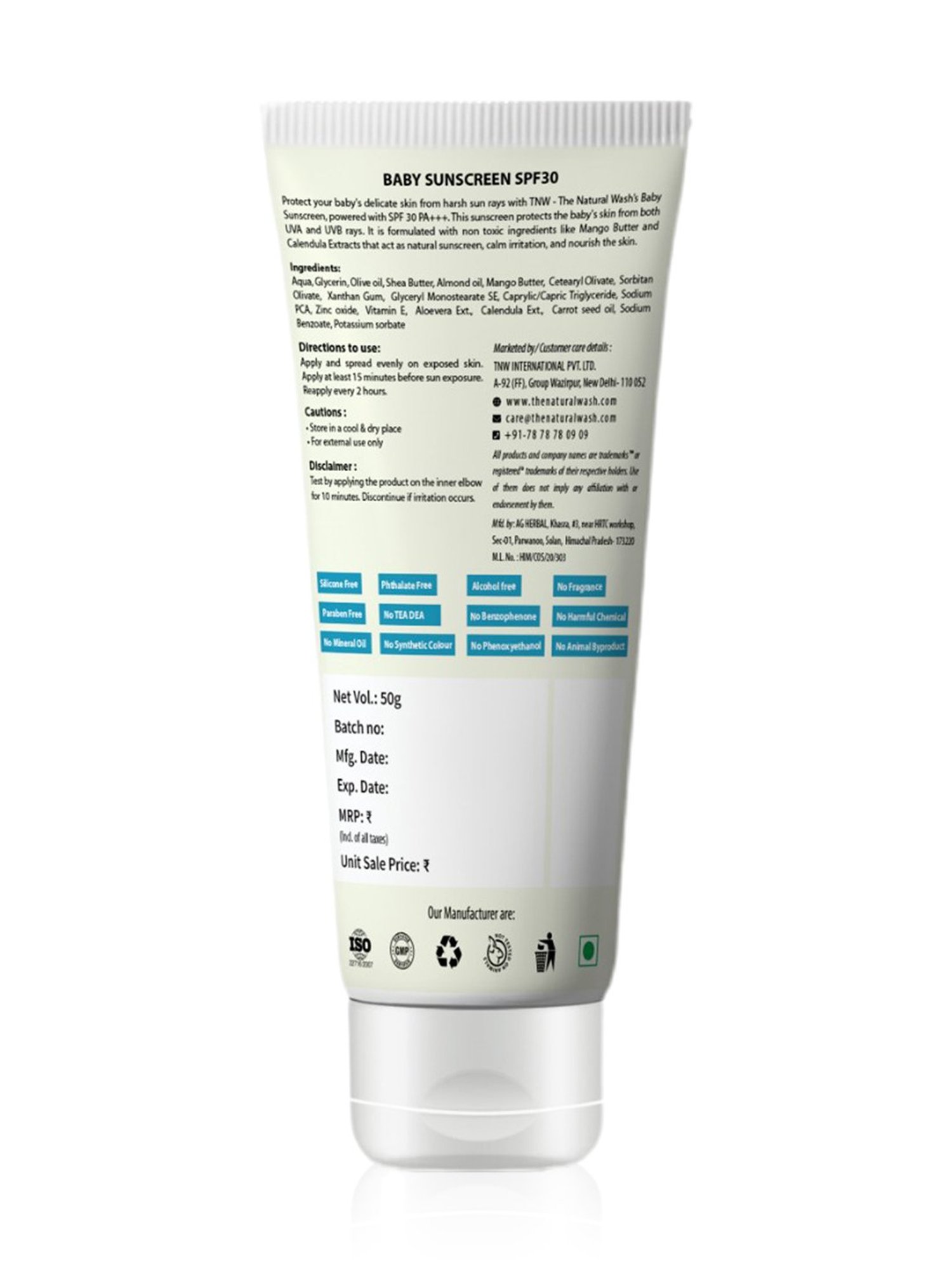 TNW-The Natural Wash Baby Sunscreen SPF 30 - 50 gm