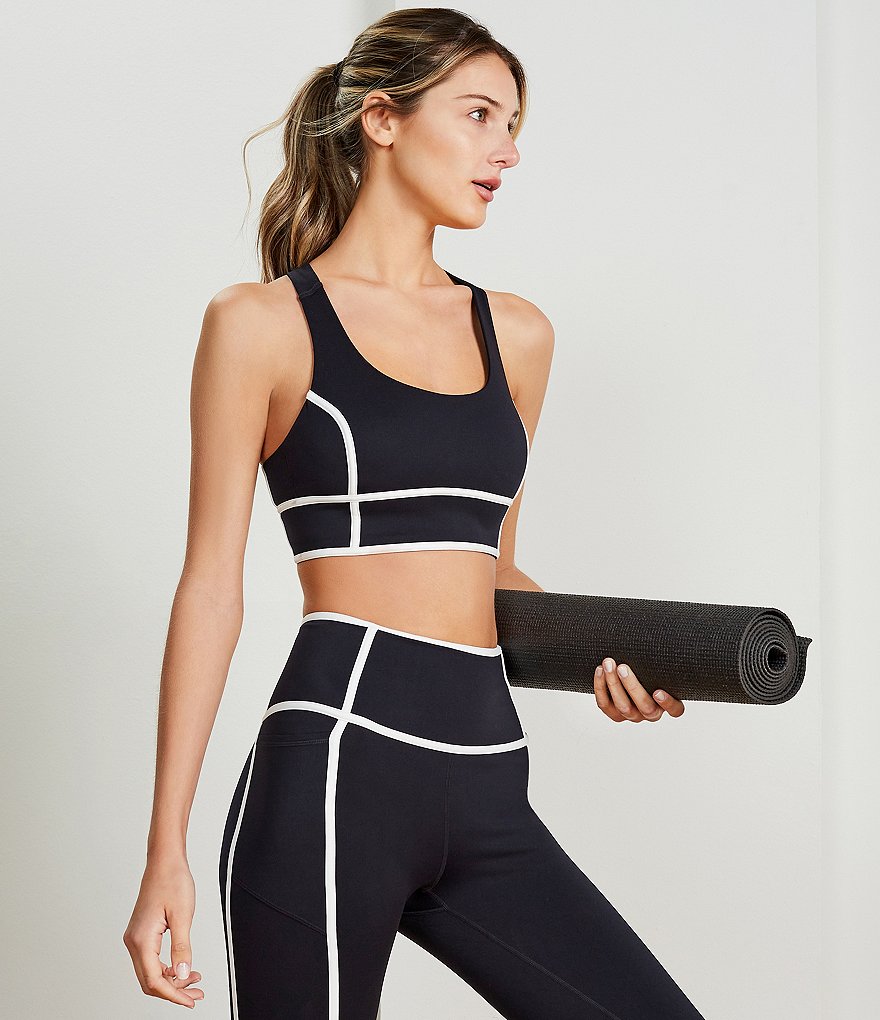 Antonio Melani Action Long Line Medium Impact Contrast Trim Sports Bra