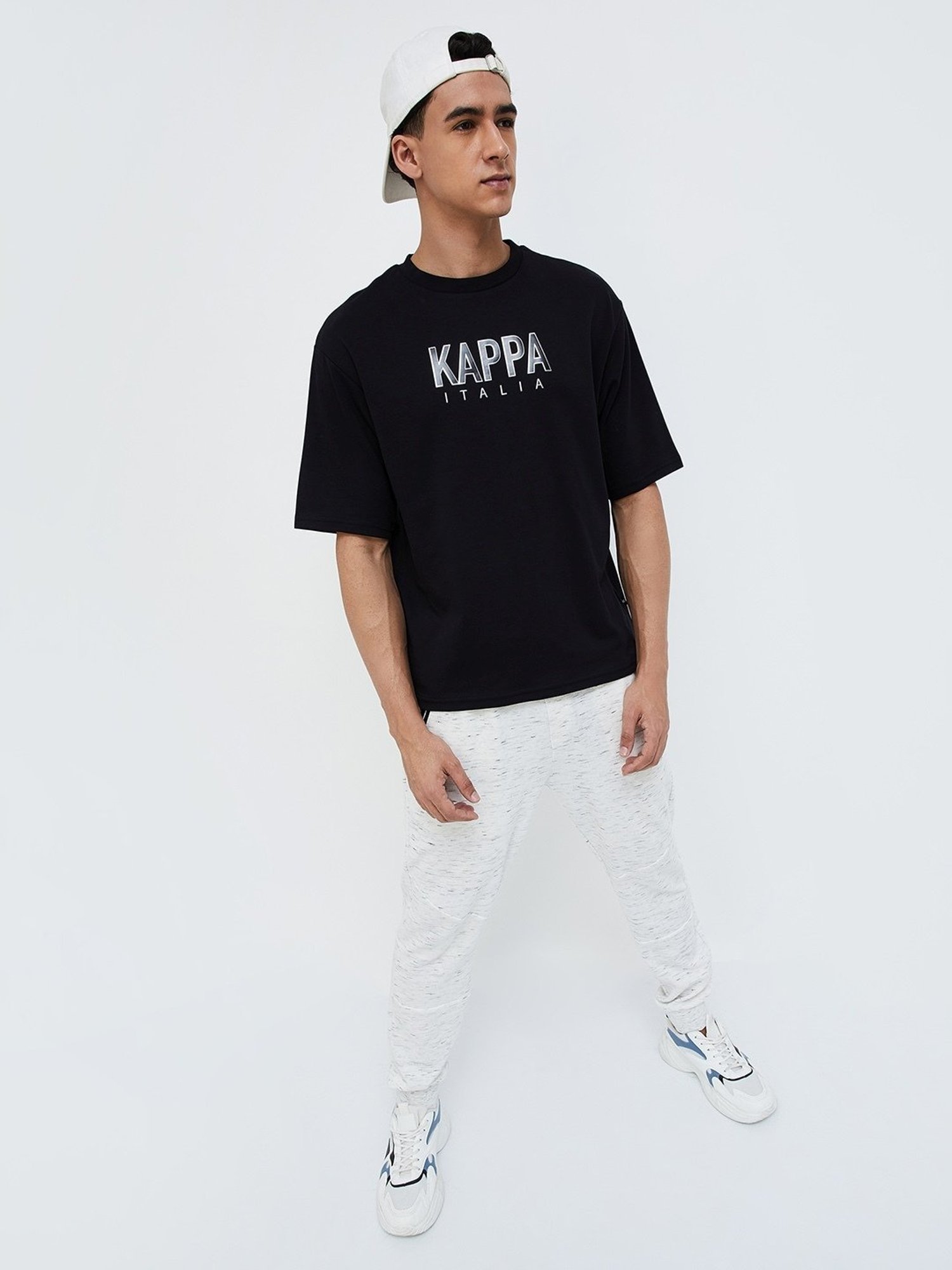 Kappa Black Regular Fit Printed T-Shirt