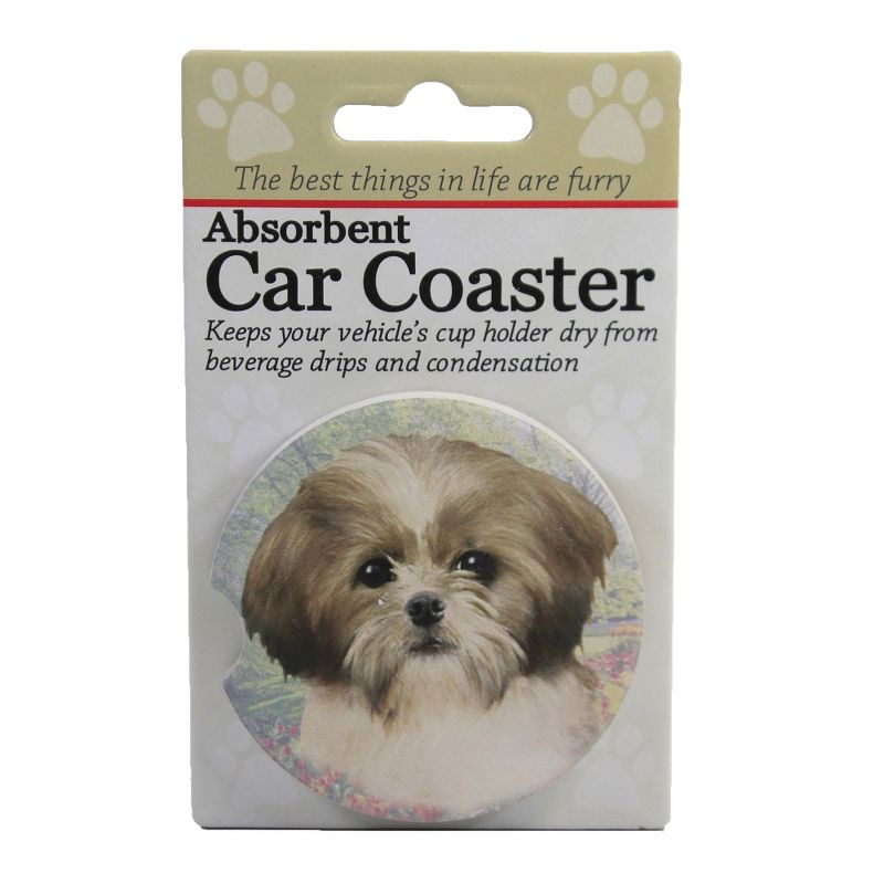 Car Coaster 2.5" Shih Tzu Tan & White Coaster Absorbant E & S Pet  -  Coasters