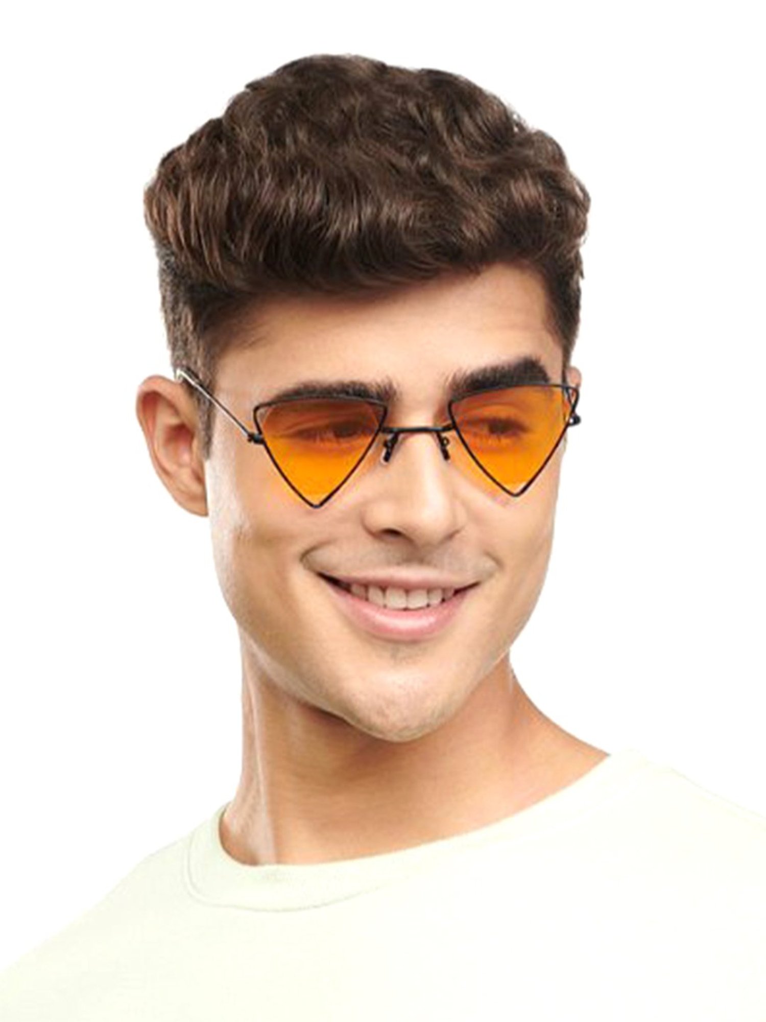 OJOS Orange Geometric Polarised and UV Protected Lens Sunglasses for Women