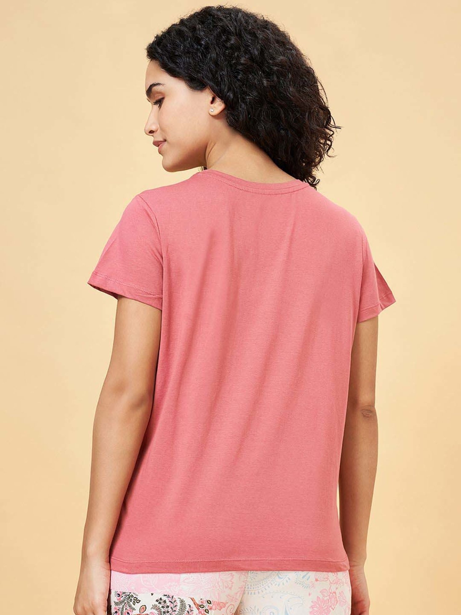 Dreamz by Pantaloons Pink Cotton Printed T-Shirt