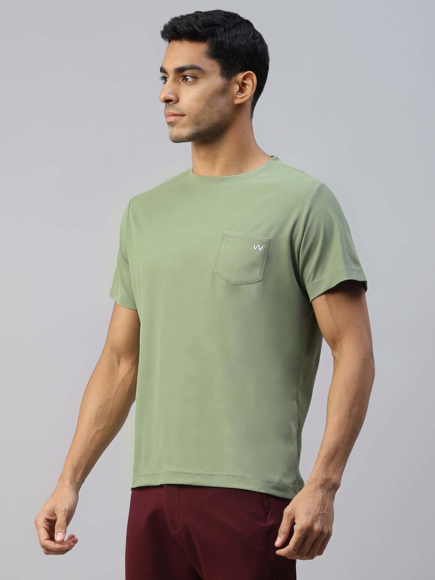 Slowave Pista Green Slim Fit Crew T-Shirt