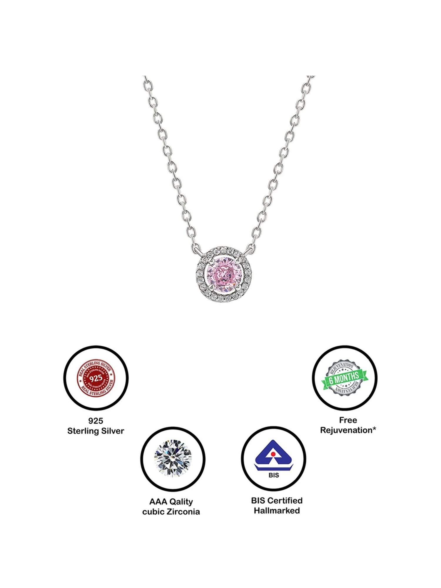 Silberry 92.5 Sterling Silver Pink Pixie Necklace