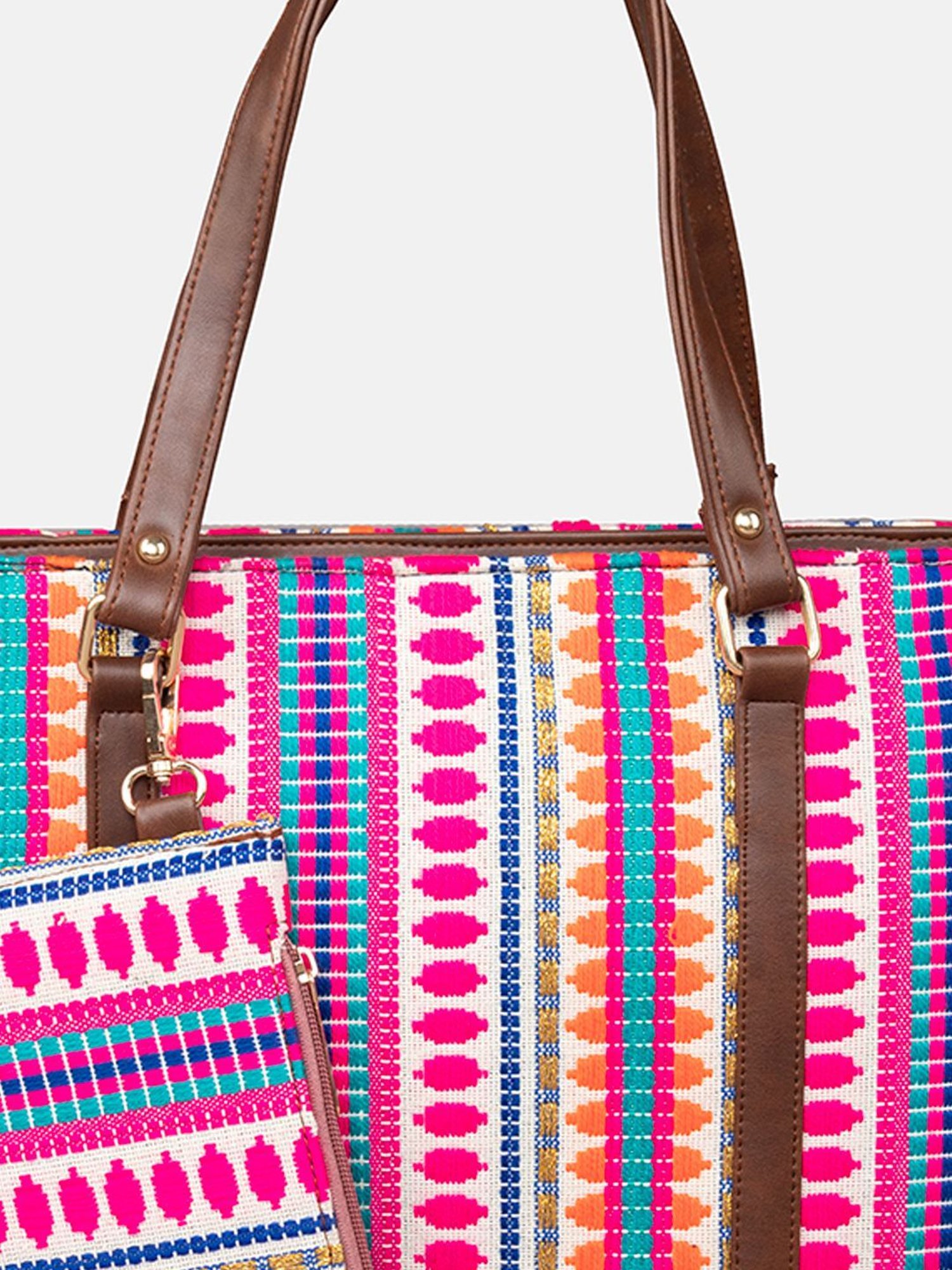 Gaurapakhi Multicolor Printed Large Tote Bag