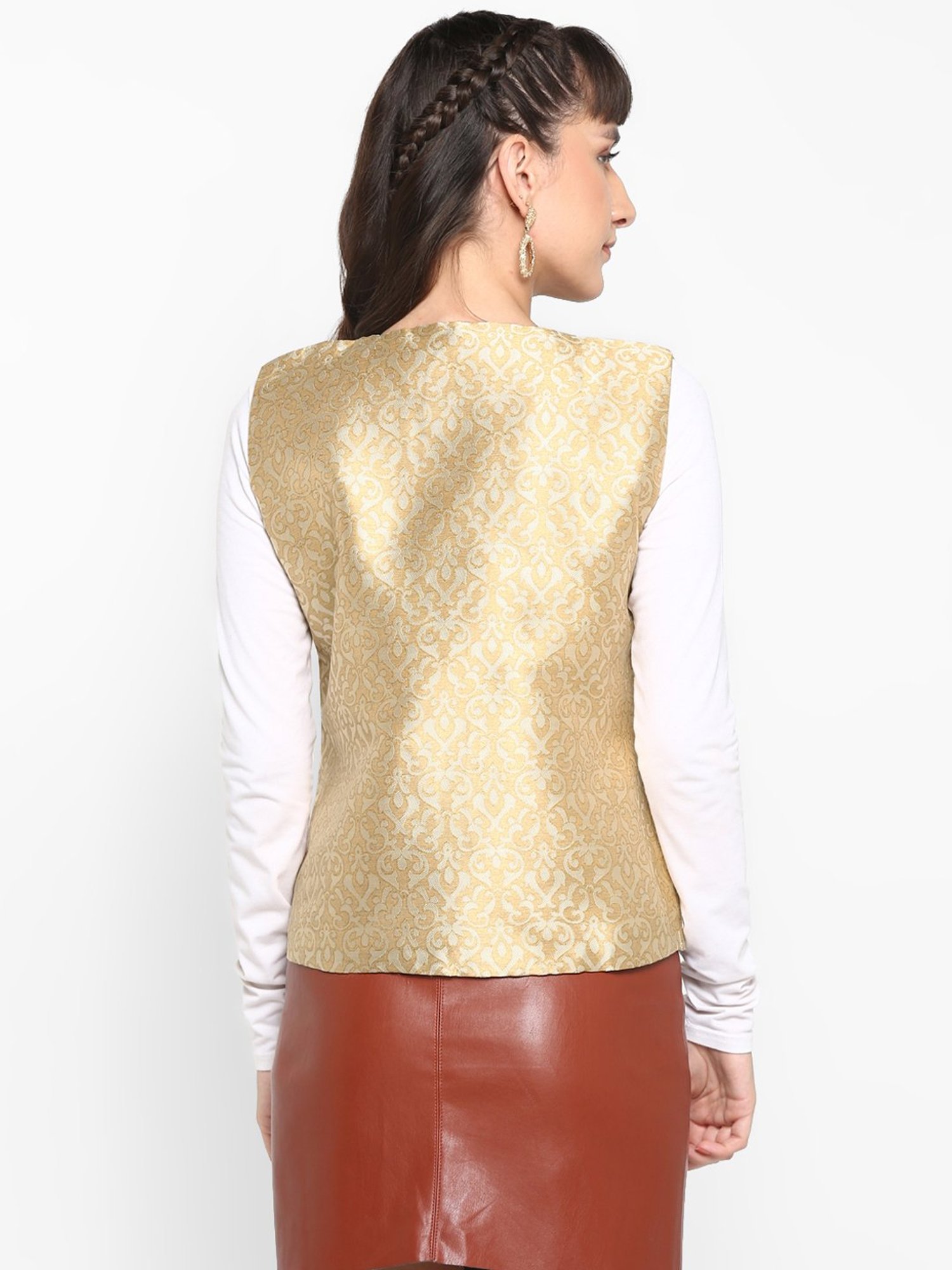 Hangup Golden Jacquard Pattern Shrug
