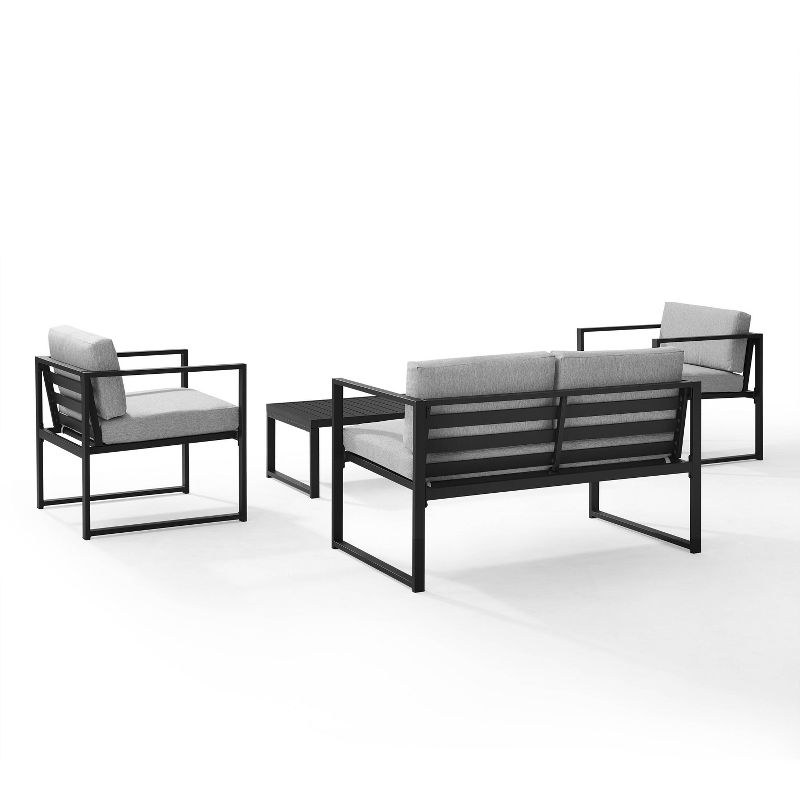 Hamilton Outdoor Metal 4 Piece Conversation Set - Matte Black - Crosley