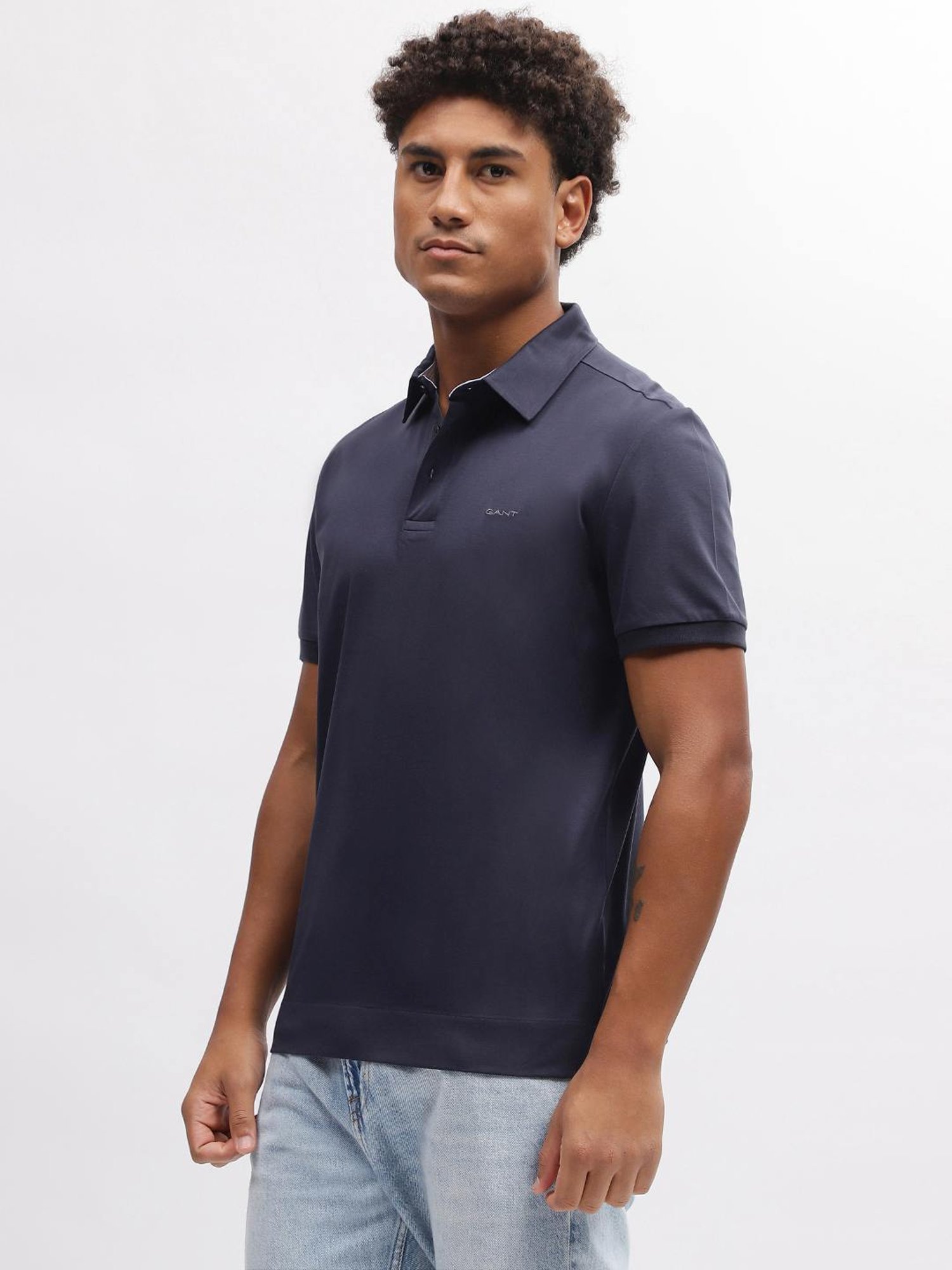 GANT Solid Polo Neck Slim Fit T-Shirt