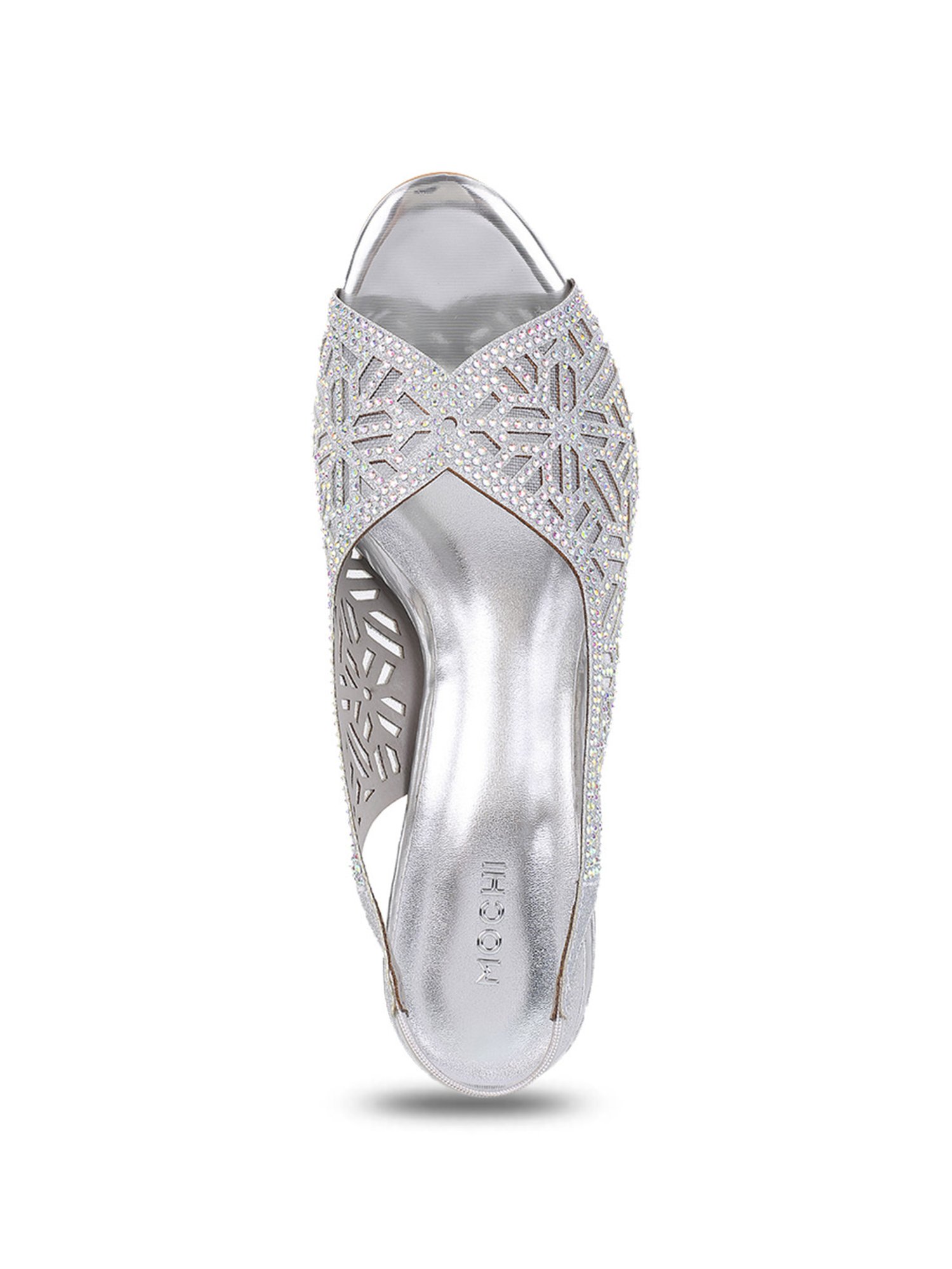 Mochi Women's Silver Sling Back Sandals