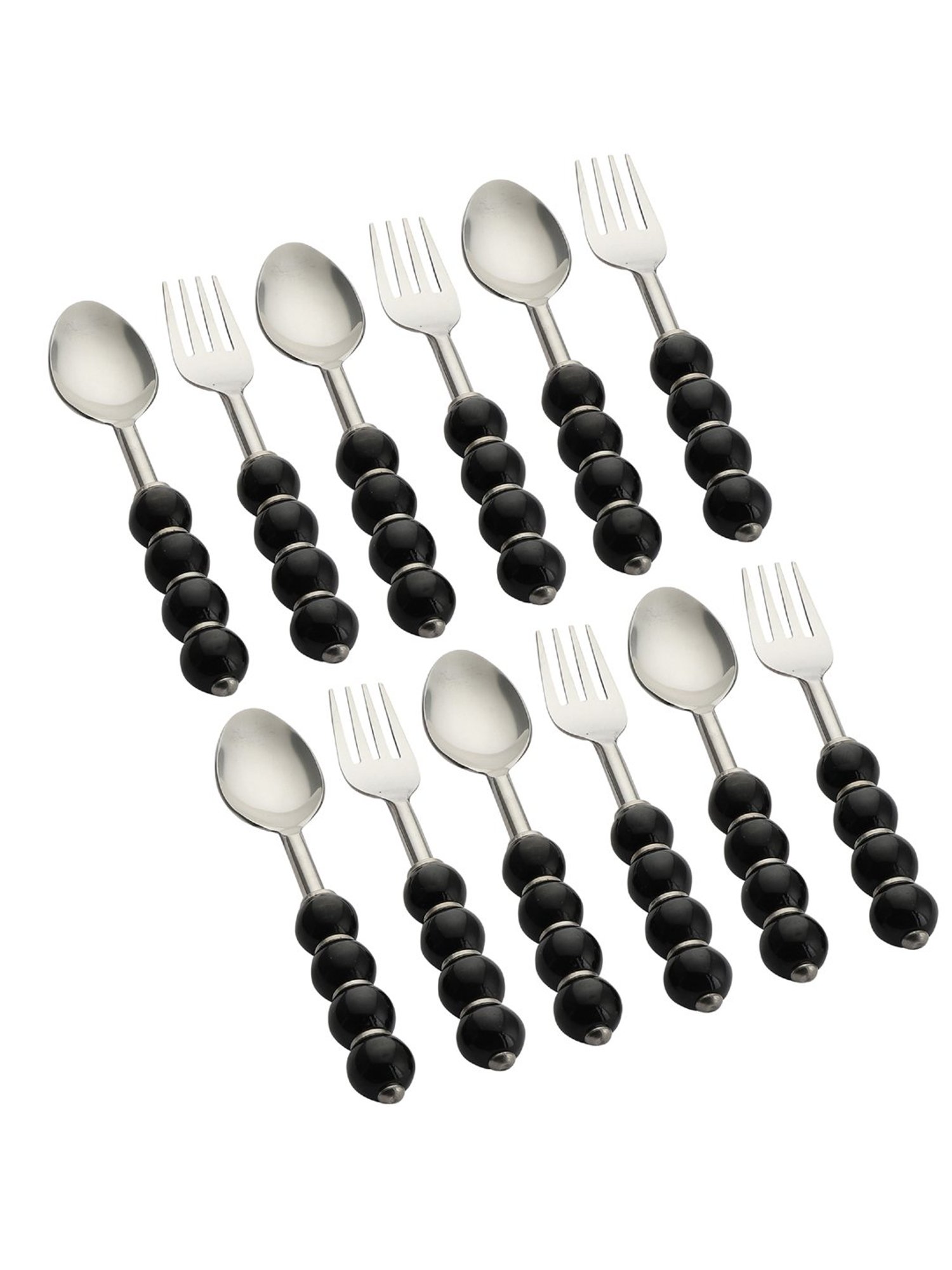 VarEesha Black Steel Spoons & Forks - Set of 12