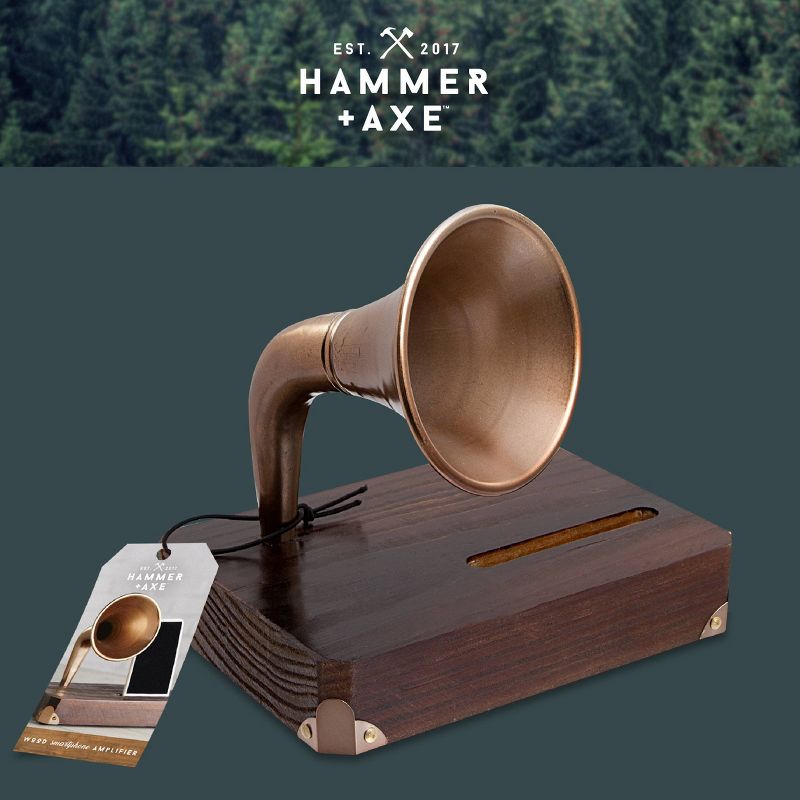 Smartphone Dock with Amplifier Wood