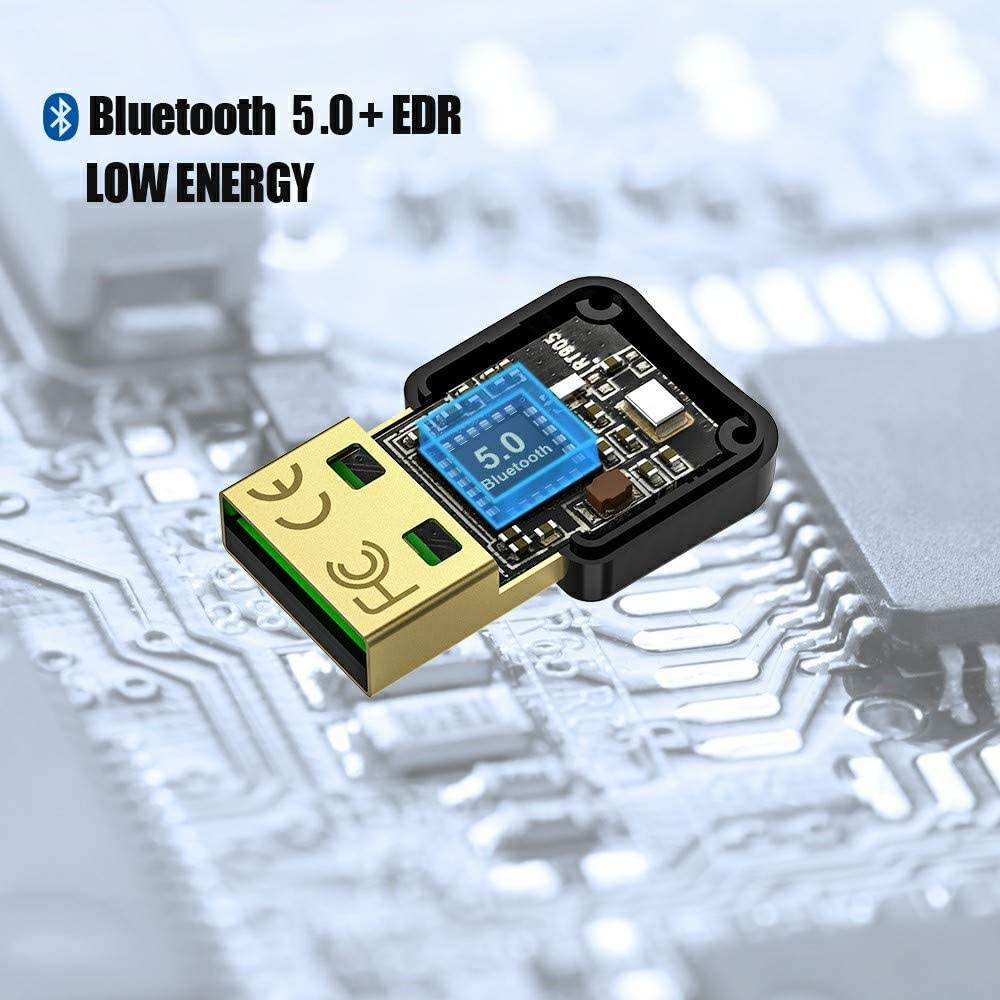 Bluetooth Adapter for PC, USB Bluetooth Adapter, Bluetooth 5.0 EDR USB Bluetooth Receiver for Stereo Headphones, Keyboard, Mouse, Laptop Windows 10,8,7 Compatible