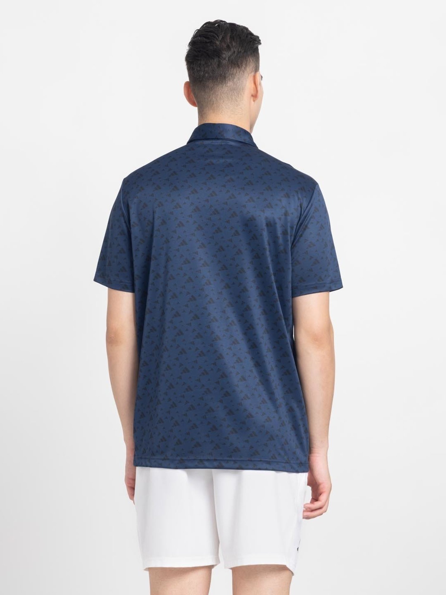 Adidas Blue Regular Fit Printed Sports Polo