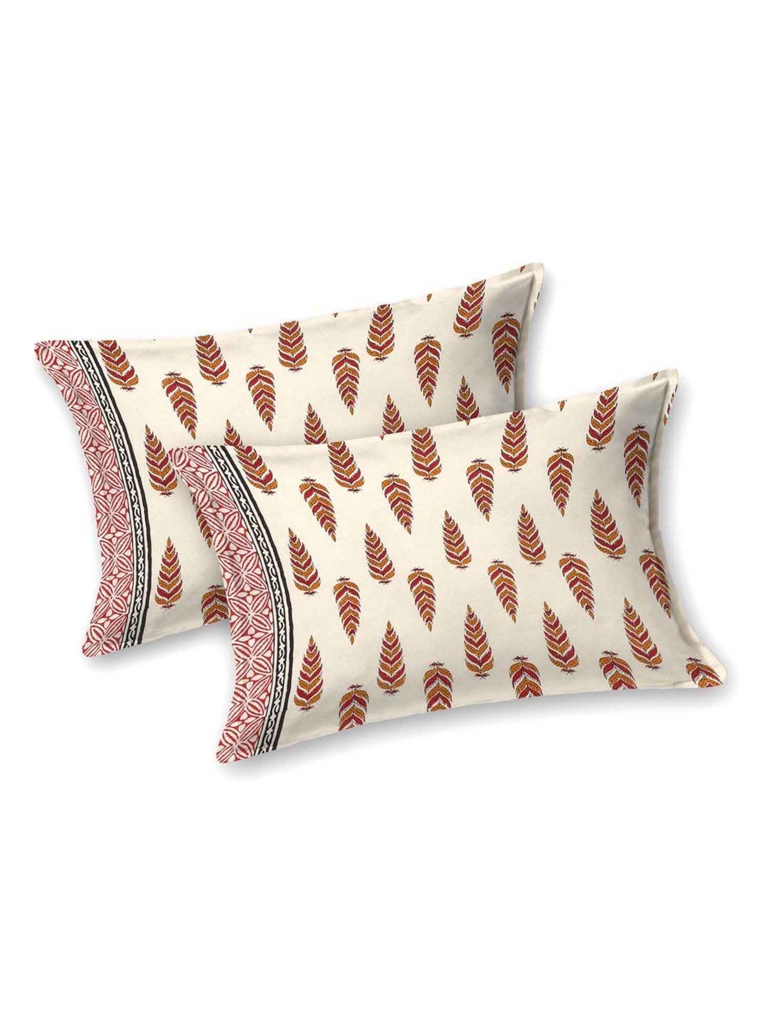 Aapno Rajasthan Evergreen Desert Red & Orange Cotton 140 GSM Double Bedsheet With 2 Pillow Cover