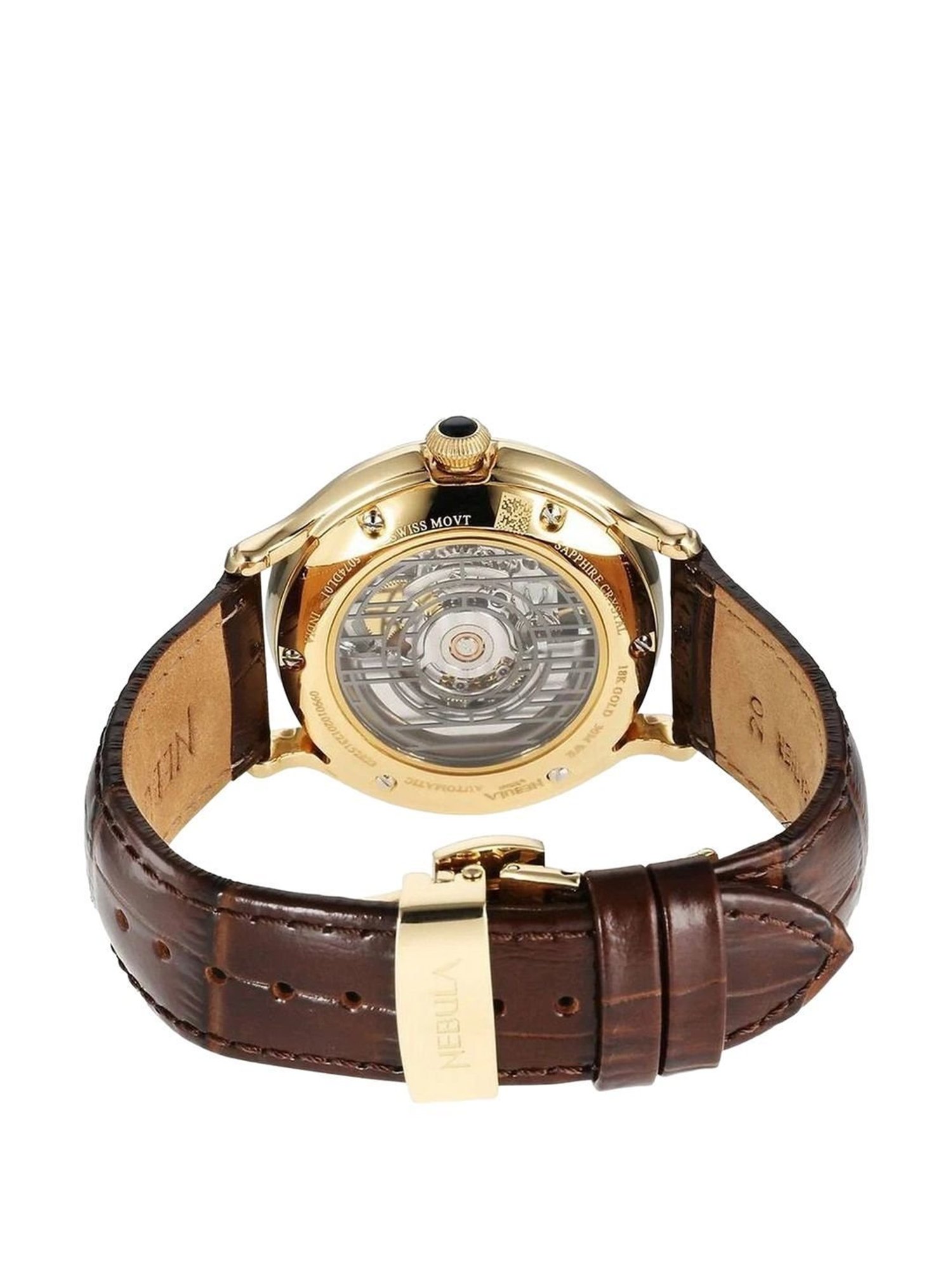 Nebula 5074DL01 Art Deco Skeleton Automatic 18 Karat Solid Gold Watch for Men