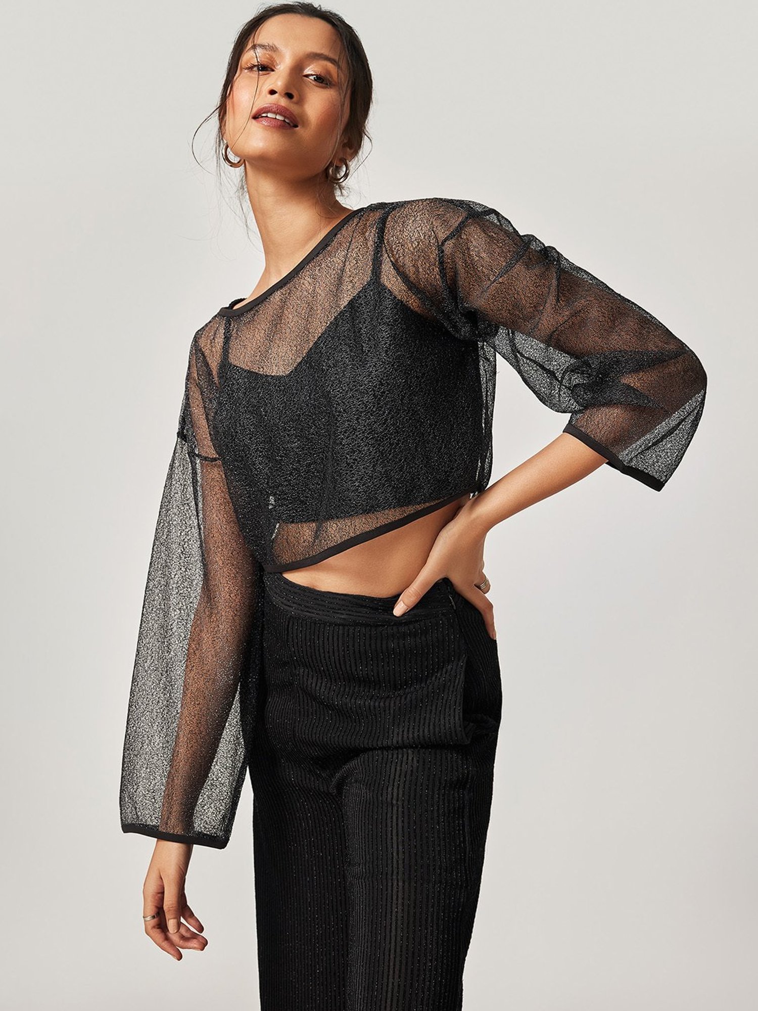 The Label Life Black Embellished Crop Top