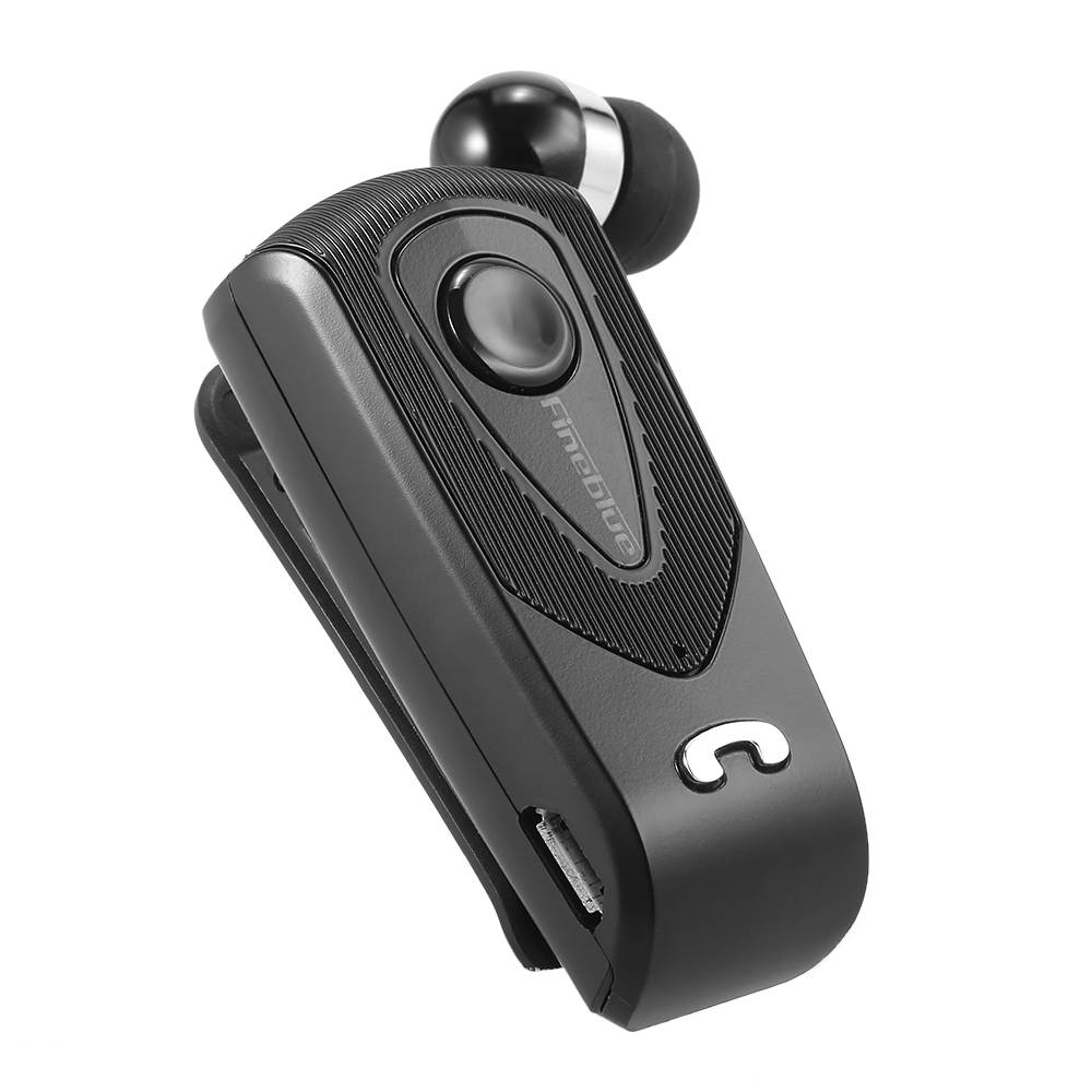 Fineblue F930 Clip-on Bluetooth 4.1 Headphones In-ear Cable Retractable Earphone Stereo Music Headsets Hands-free Calling Multi-point Black for Bluetooth-enabled Devices