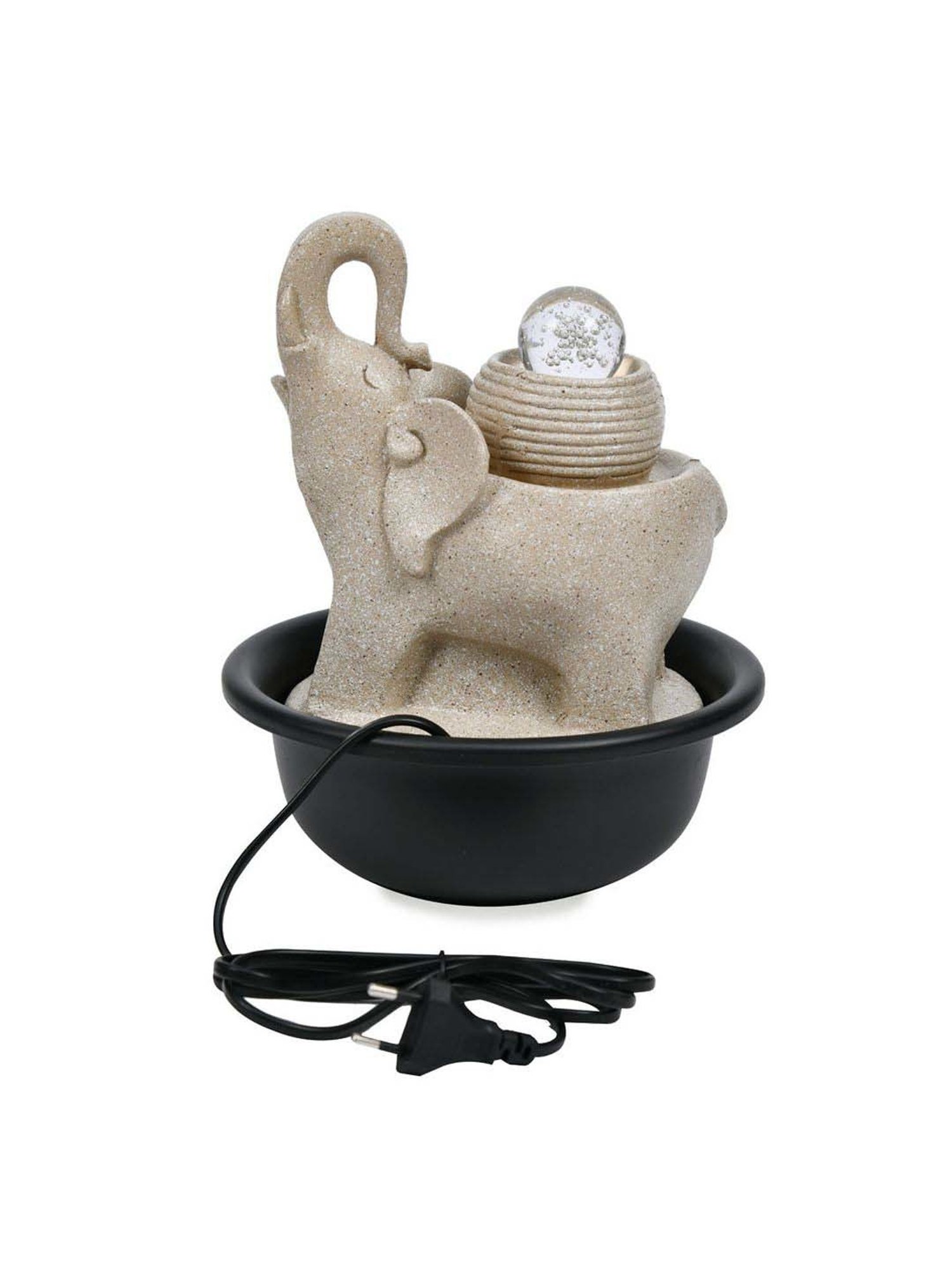 @home Beige Resin Elephant Trunk Decorative Water Fountain With Led Light