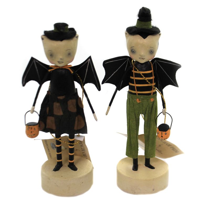 Halloween 7.0" Going Batty Boy & Girl Pinch Of Prim  -  Decorative Figurine Sets