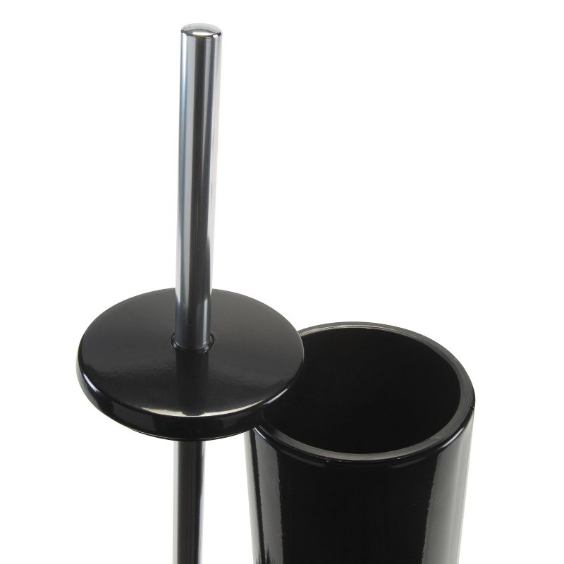 Deluxe Premium Aluminum Handle Toilet Brush with Fully Removable Liner Black - Bath Bliss
