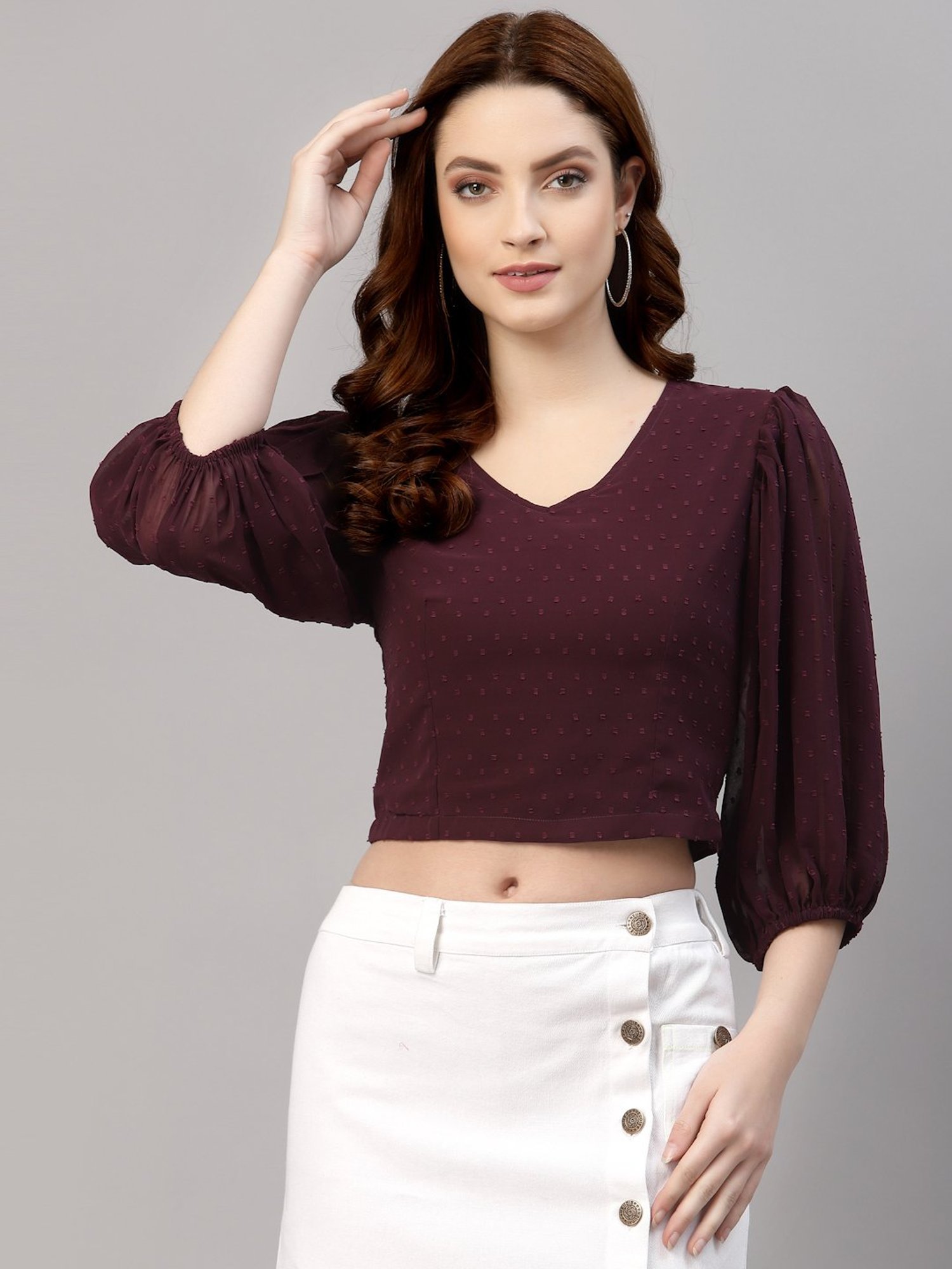 NEUDIS Wine Textured Crop Top