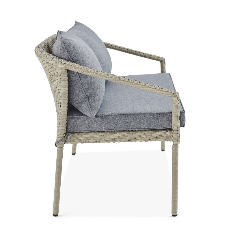 4pc All-Weather Wicker Windham Outdoor Conversation Set Gray - Alaterre Furniture