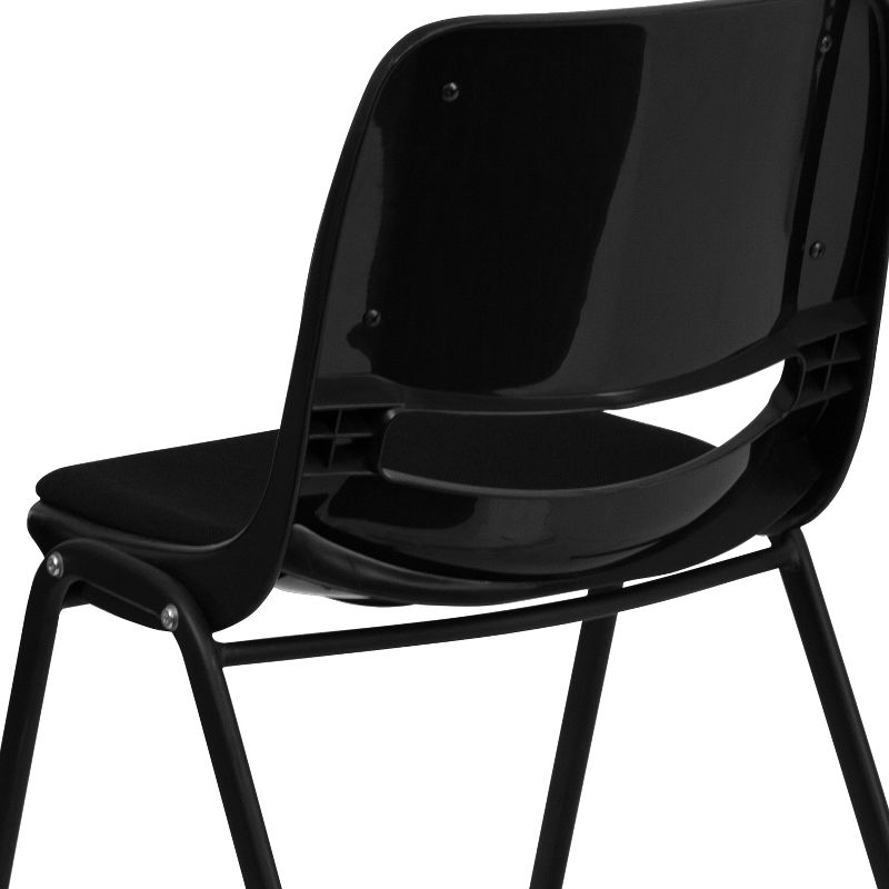Emma and Oliver Black Padded Ergonomic Shell Student Stack Chair - Classroom / Guest Chair