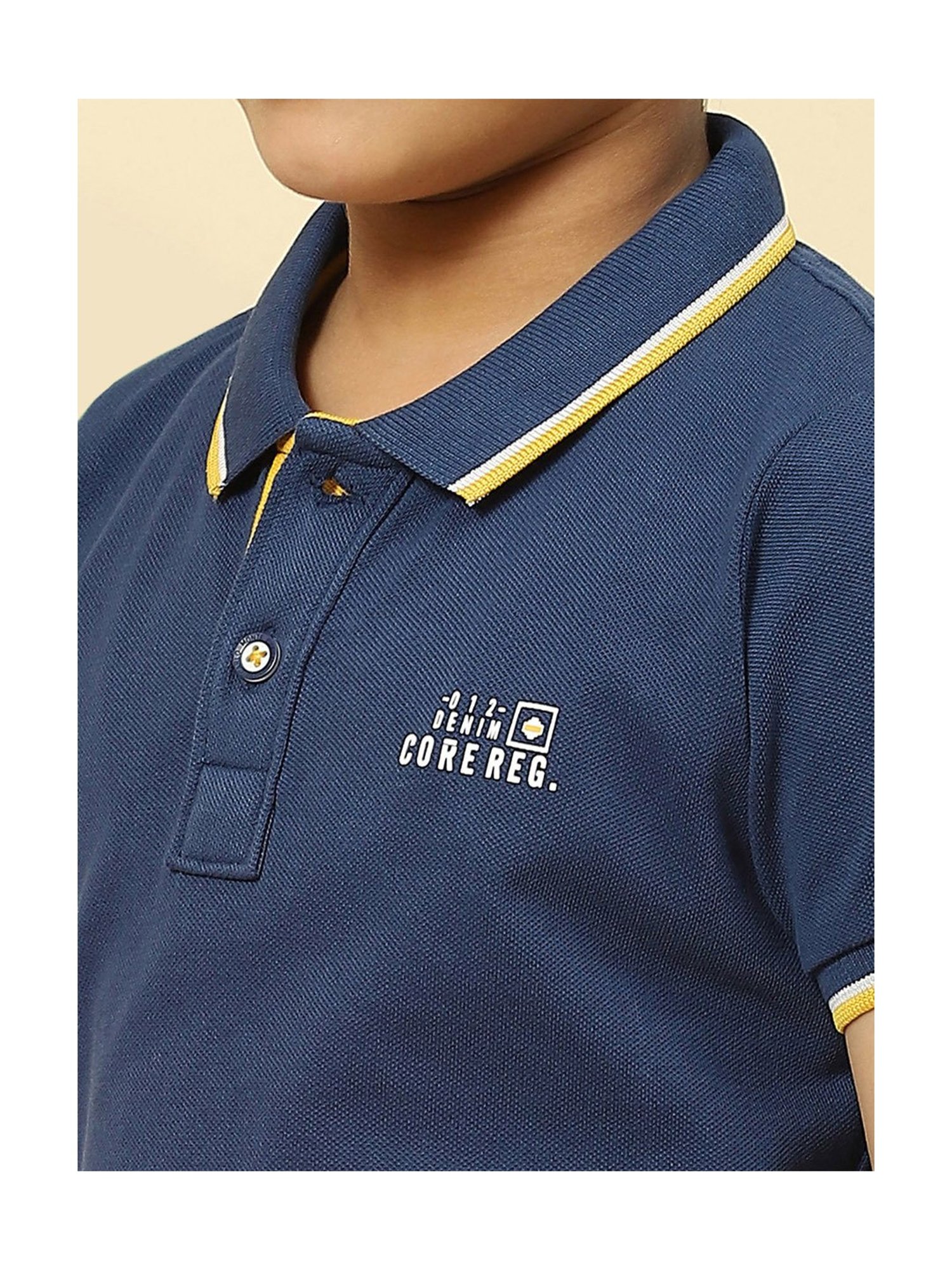 Monte Carlo Kids Blue Solid Polo T-Shirt