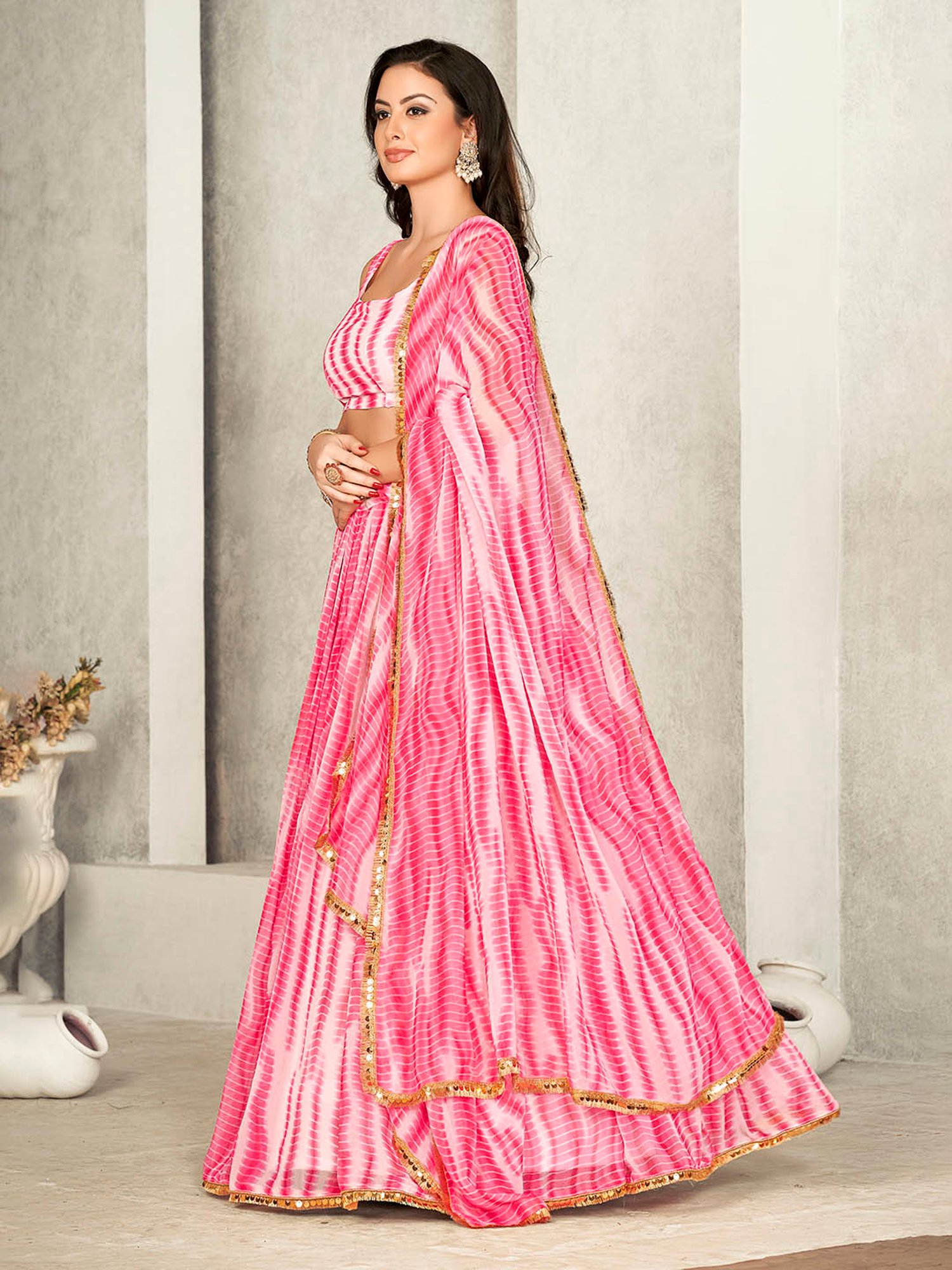 Warthy Ent Pink Printed Lehenga Choli Set With Dupatta