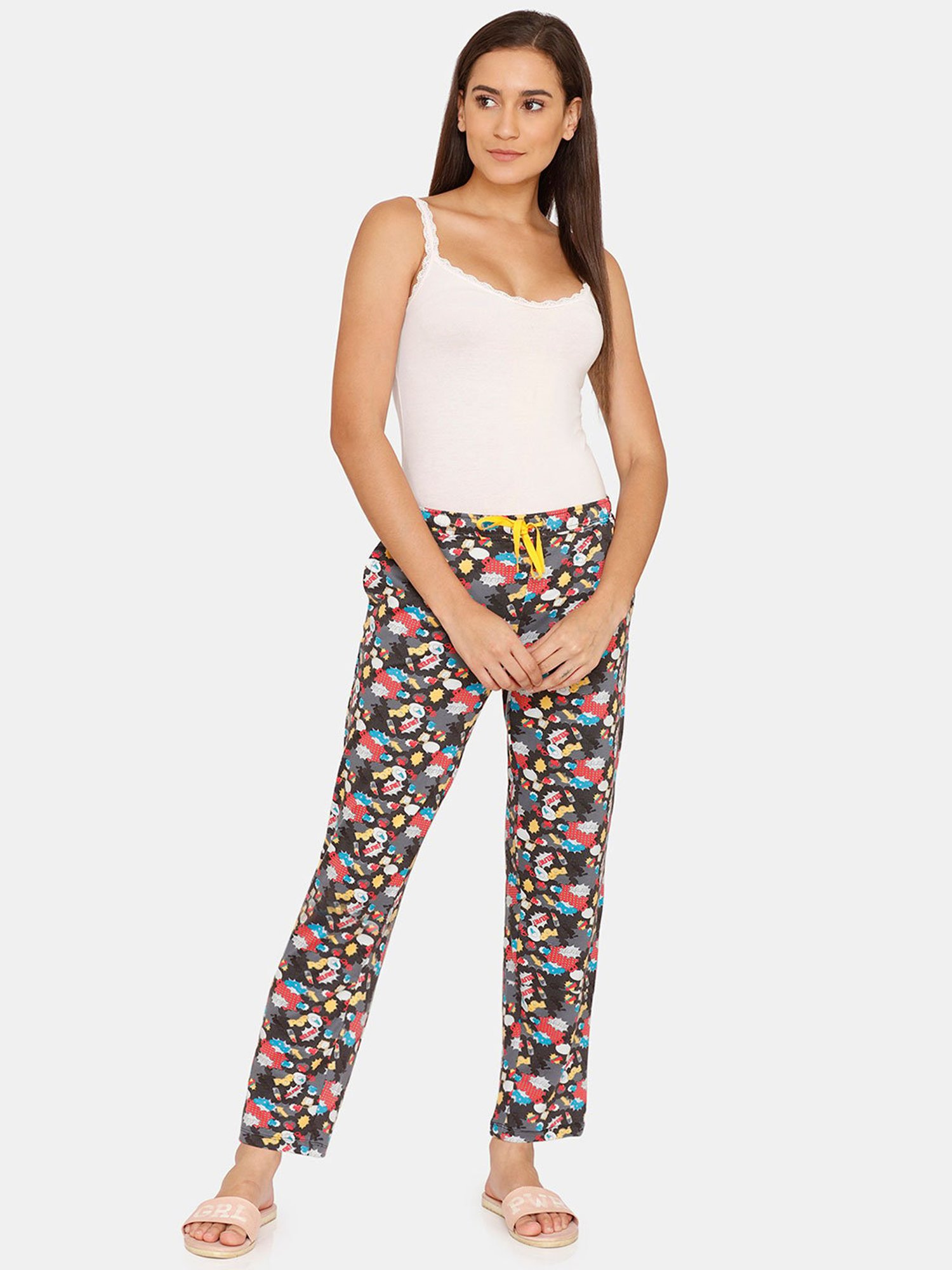 Zivame Black Printed Pyjamas