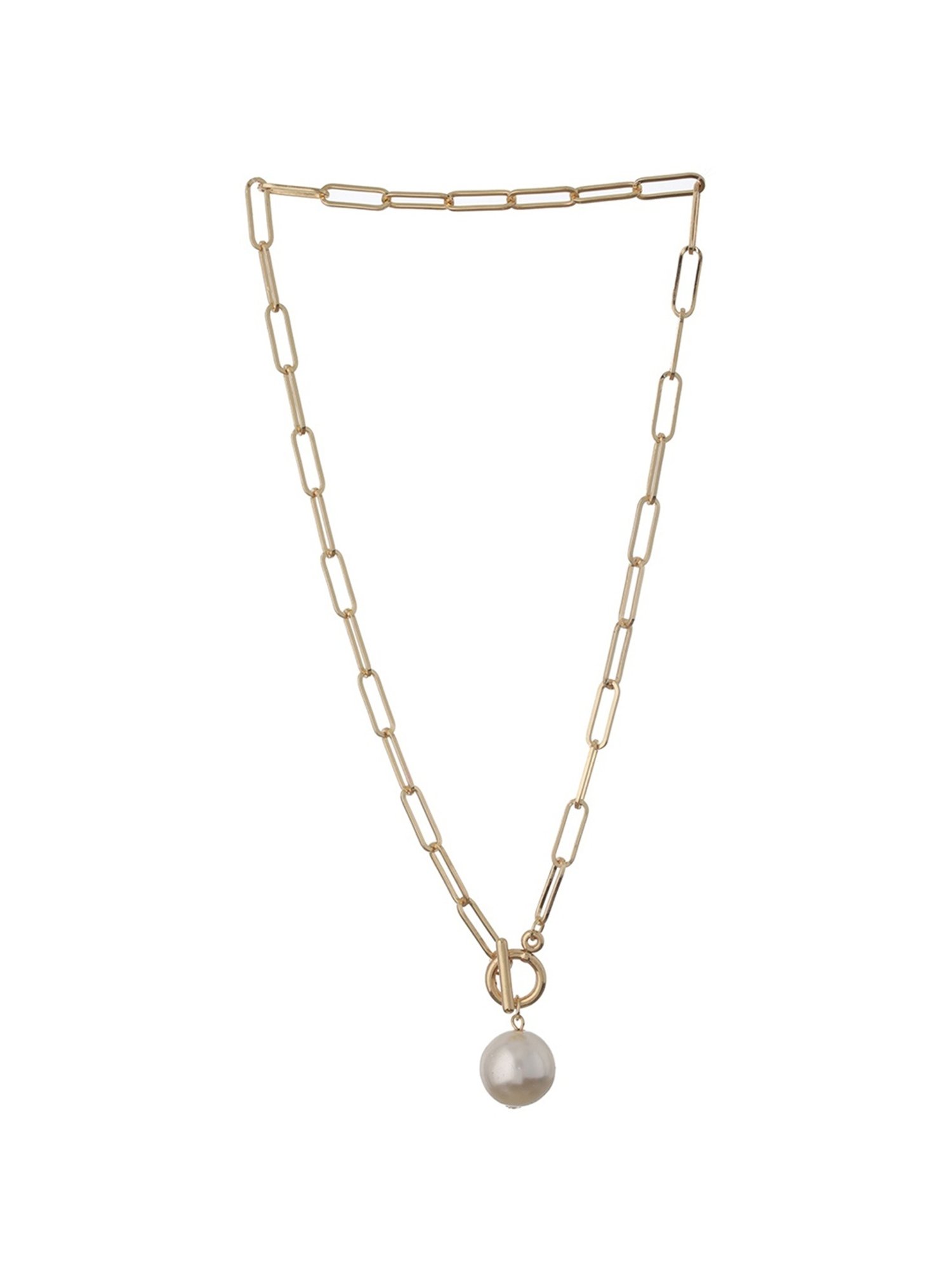 Prita by Priyaasi Long Links Pearl Drop Gold-Plated Necklace