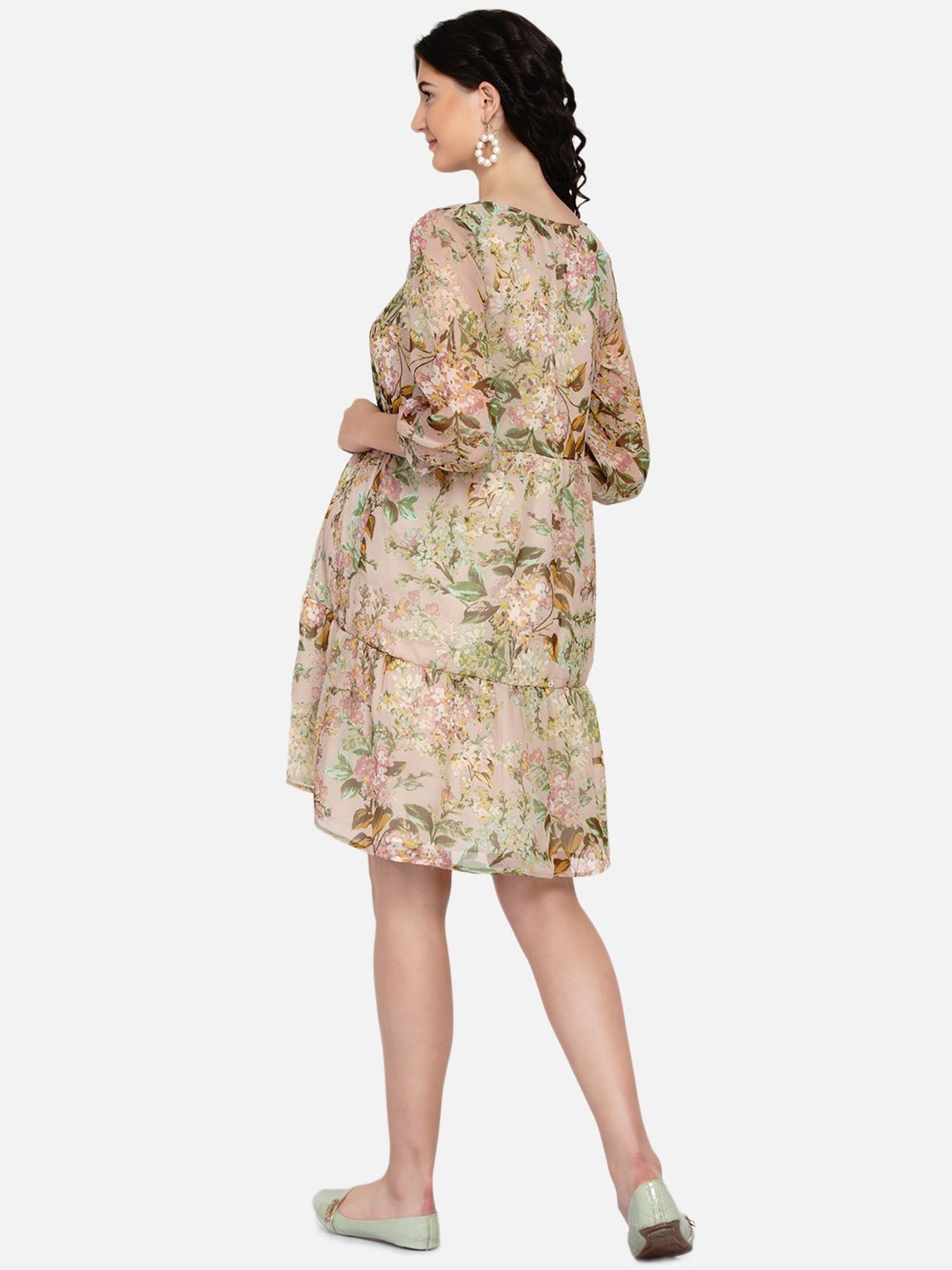 Mine4Nine Multicolor Floral Print Maternity Dress