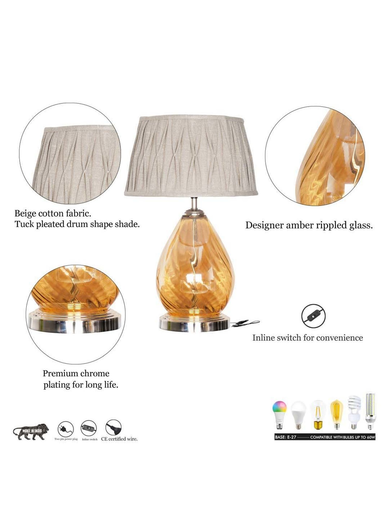 Kapoor E Illuminations Green Study Table Lamp - Set of 1