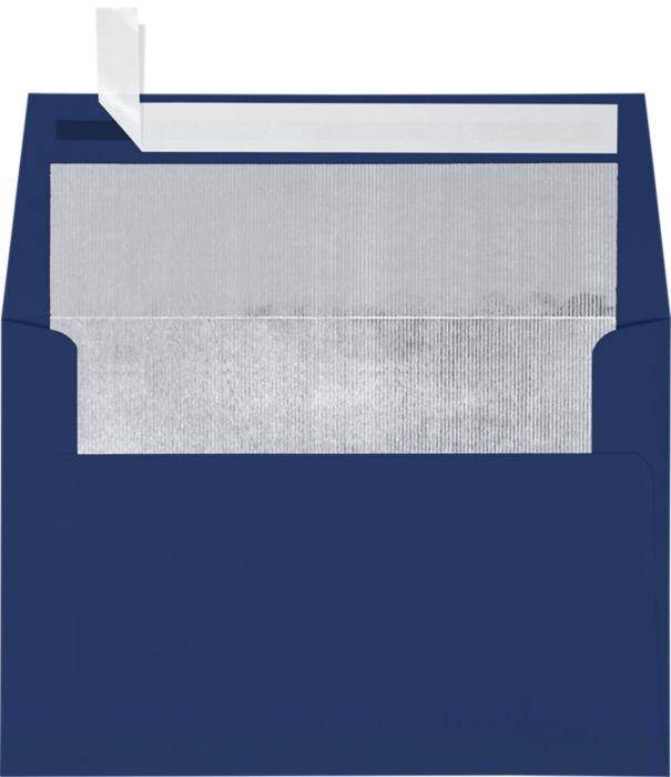 A7 Foil Lined Invitation Envelopes (5 1/4 x 7 1/4) - Navy w/Silver LUX Lining (250 Qty.)